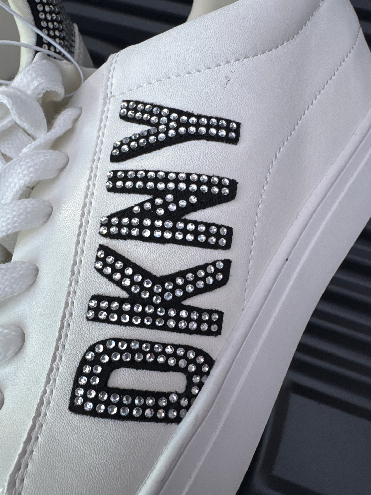 DKNY White & Black Trainers with Rhinestones
