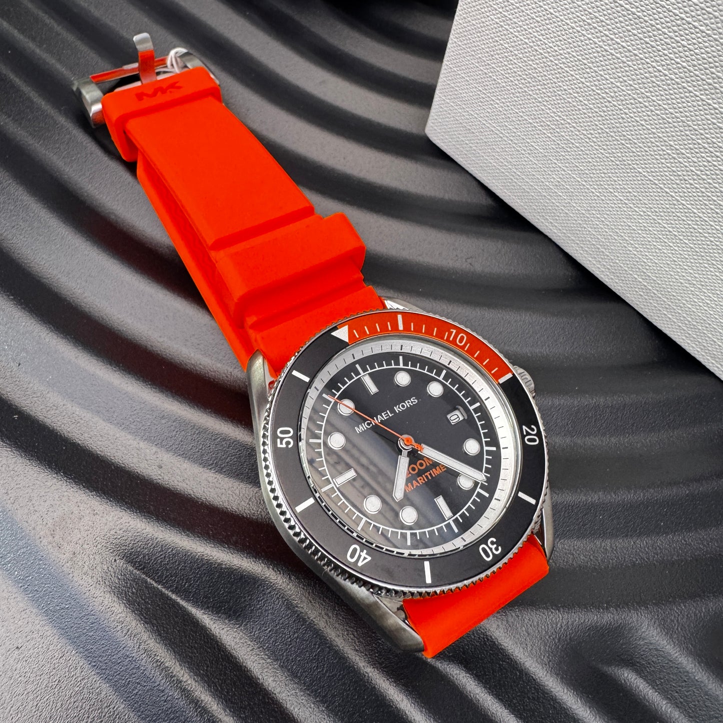 Michael Kors Oversized Silicone Strap Watch in Orange