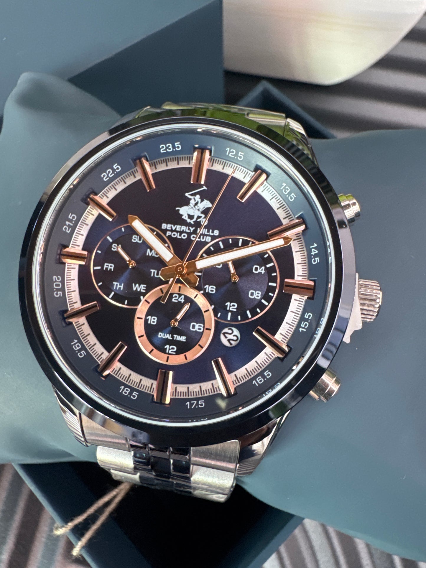 Beverly Hills Polo Club Navy & Silver Tone Watch