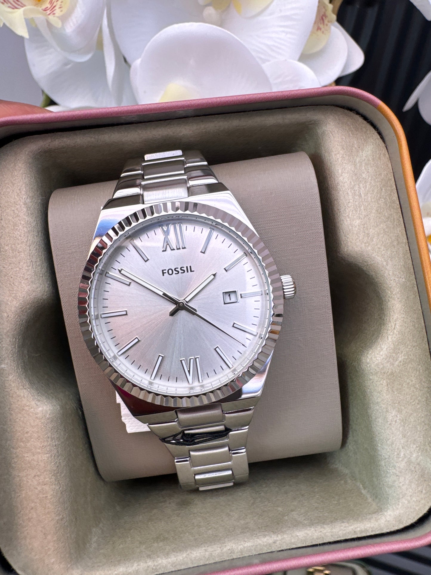 Fossil Three-Hand Date Stainless Steel Ladies Watch