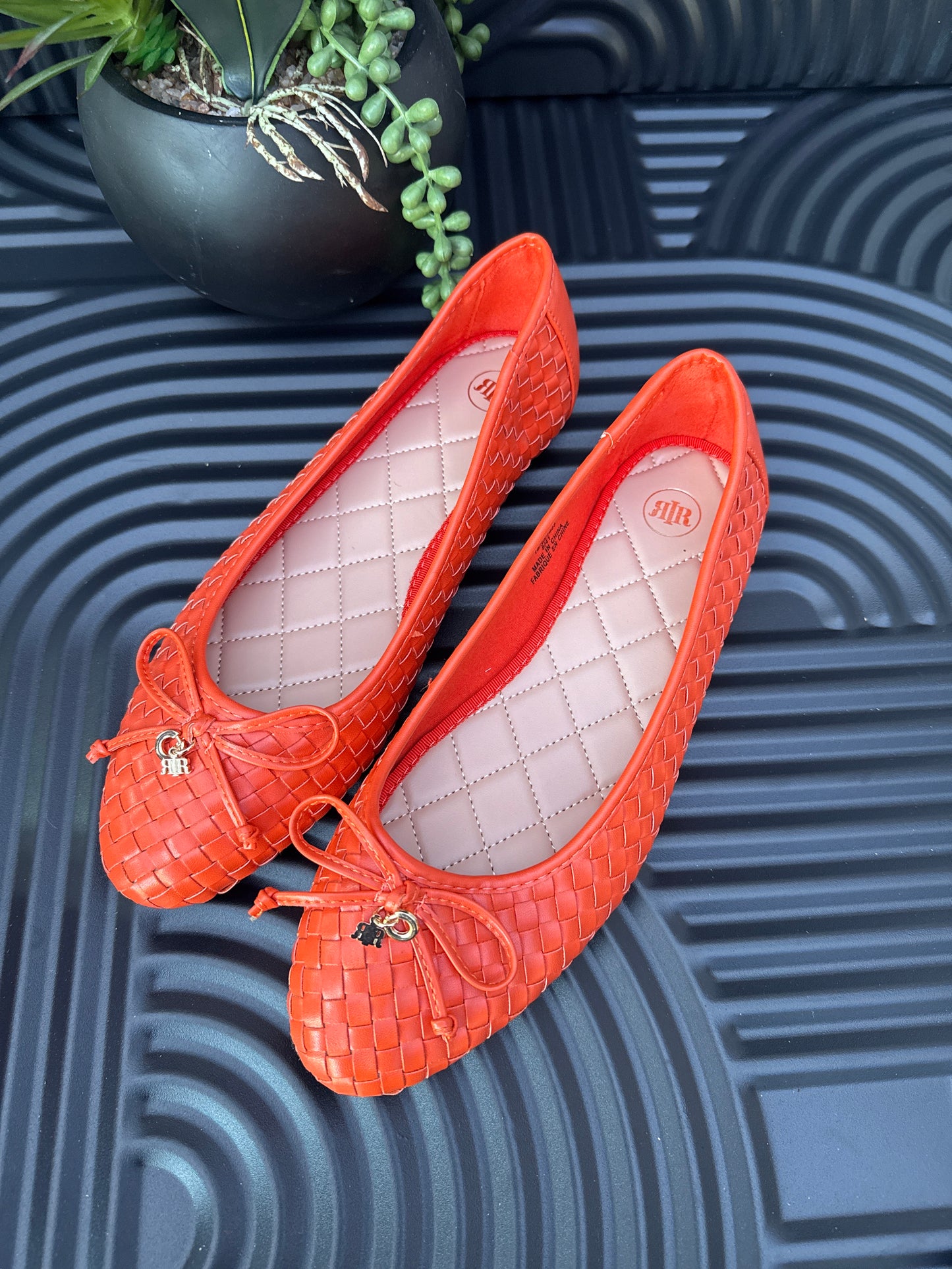 Weave Bow Ballet Pumps