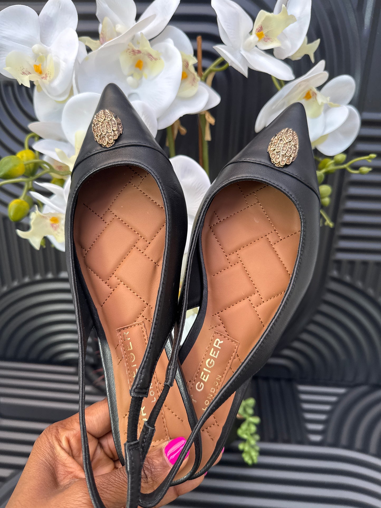 KG Black Leather Slingback Flats