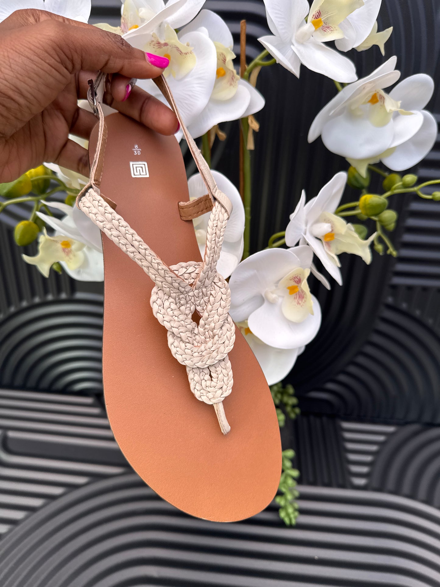 Cream braided sandal