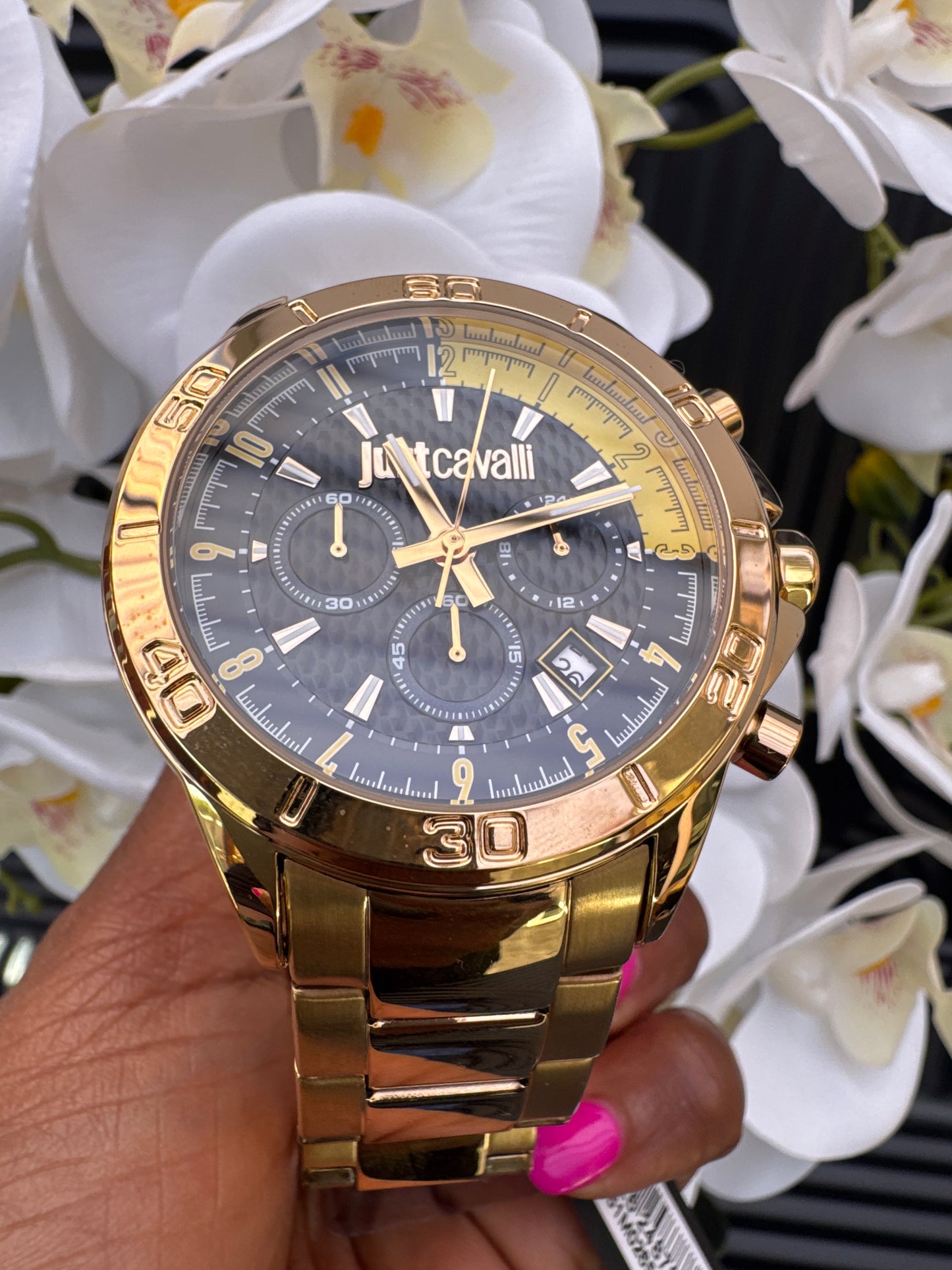 Just Cavalli Black and Gold Tone Watch