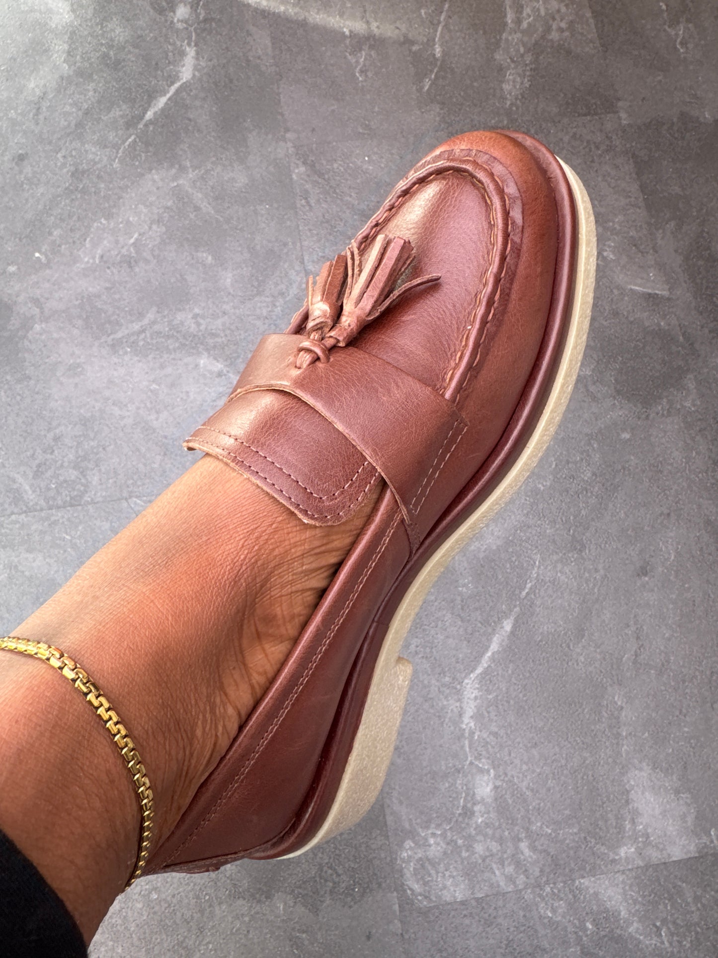 Ladies Tassel rubber sole loafers