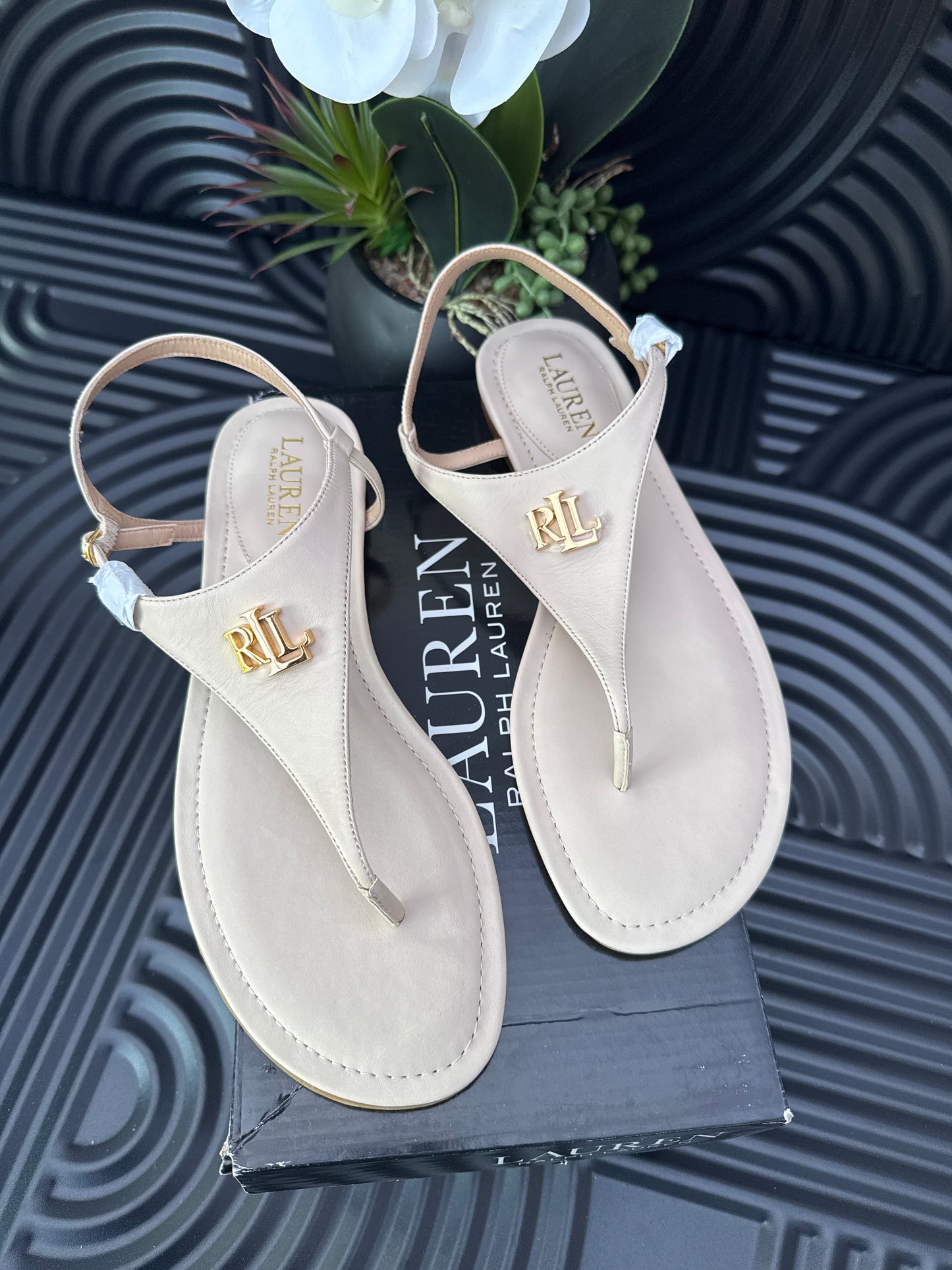 Ralph Lauren Nude T-Bar Sandals