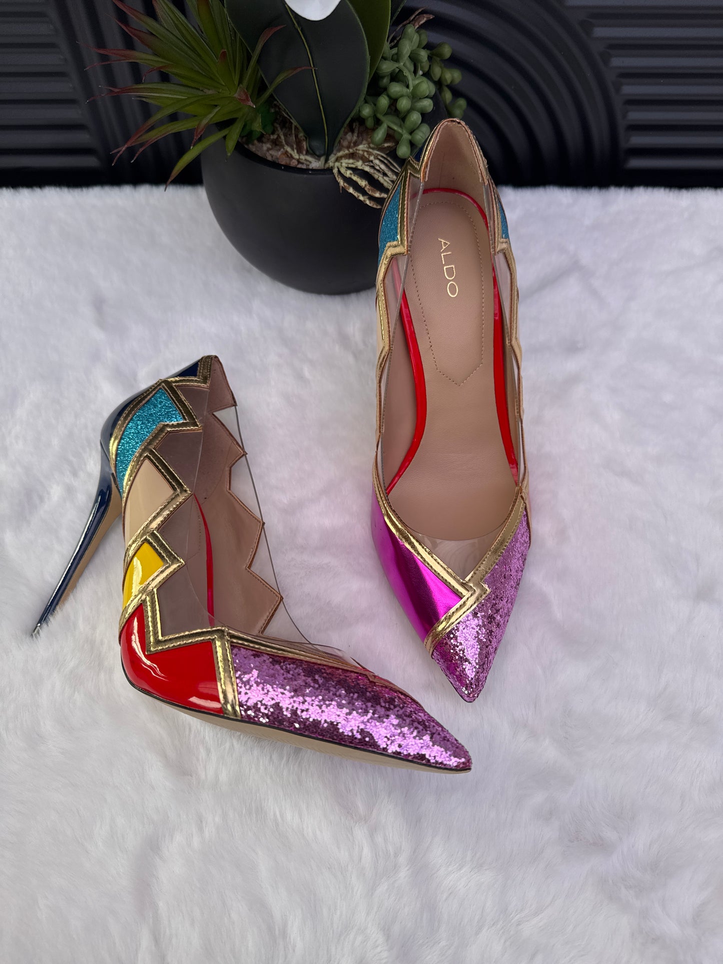 Colour Block Pointed Toe Heels