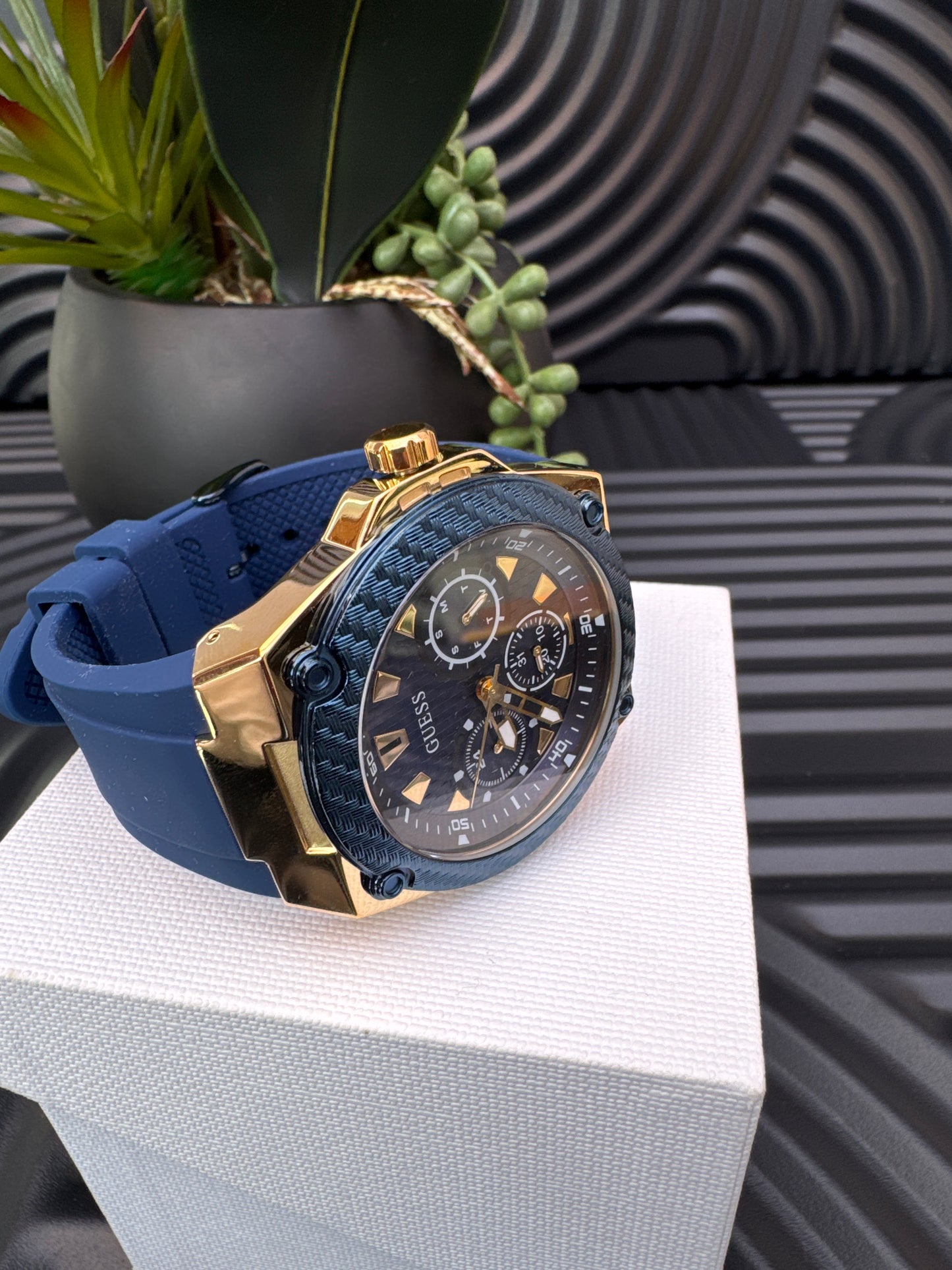 Guess Stainless Steel Watch with Silicone Strap