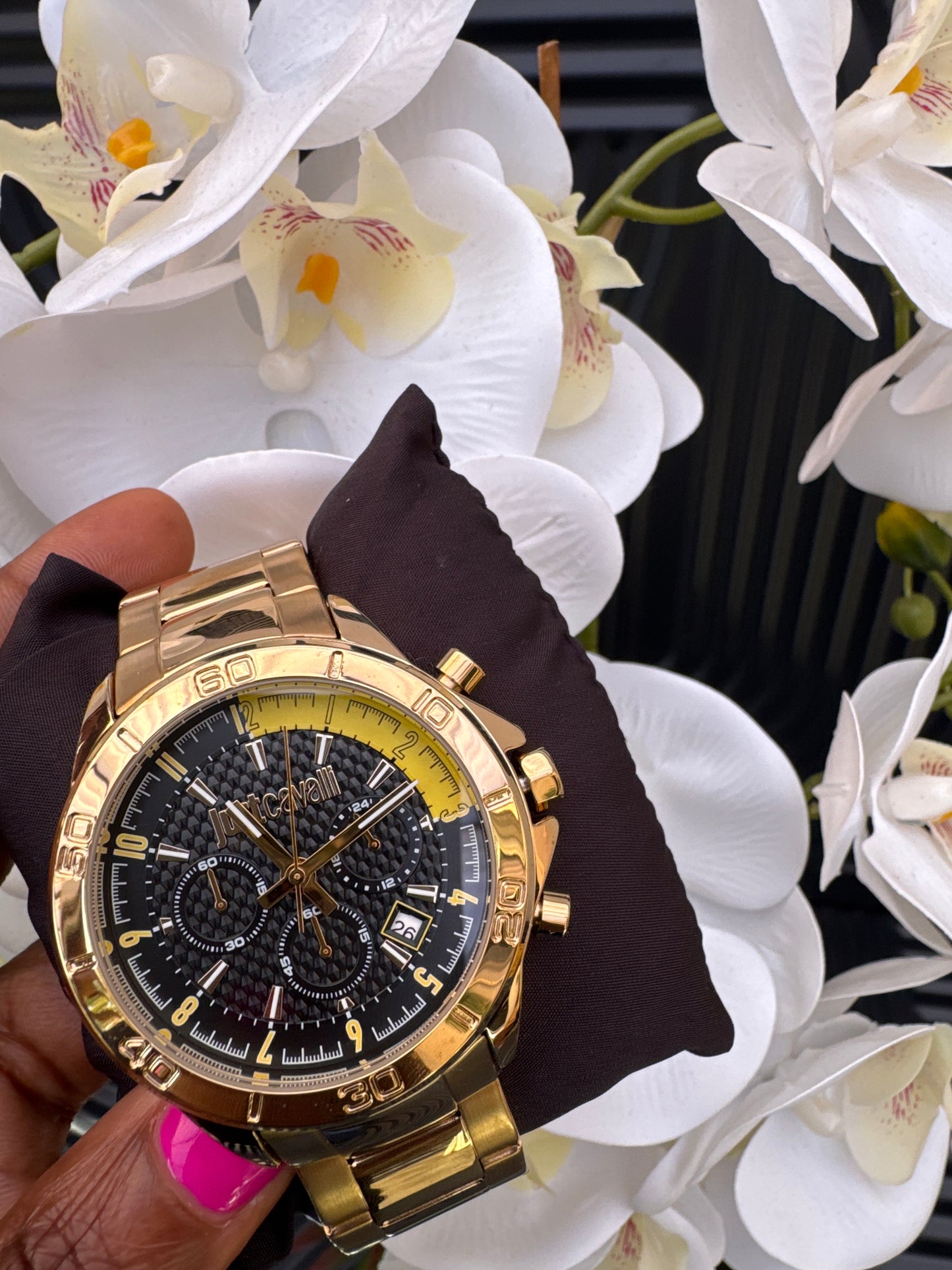 Just Cavalli Black and Gold Tone Watch