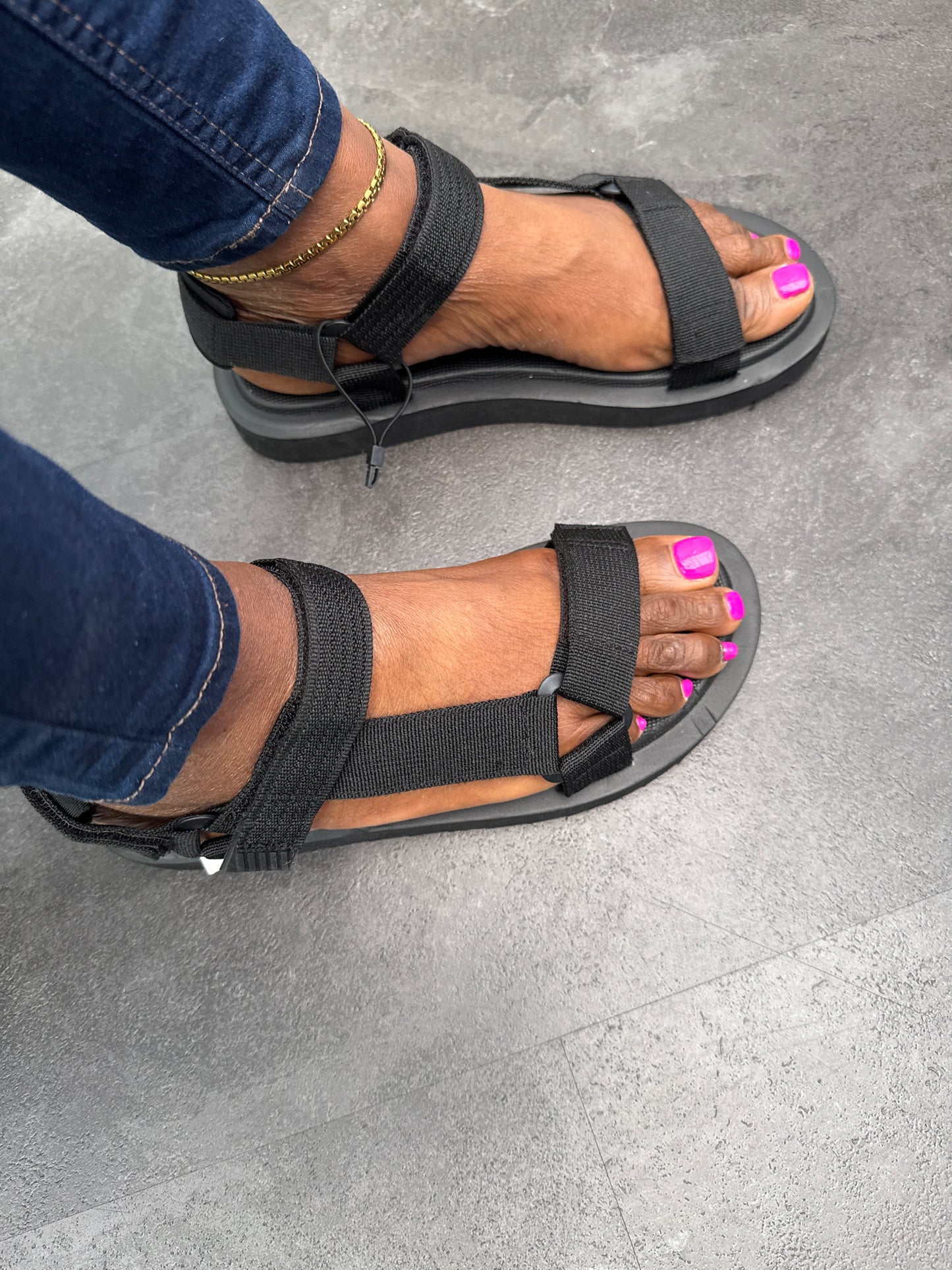Unisex Black Strappy Sandals