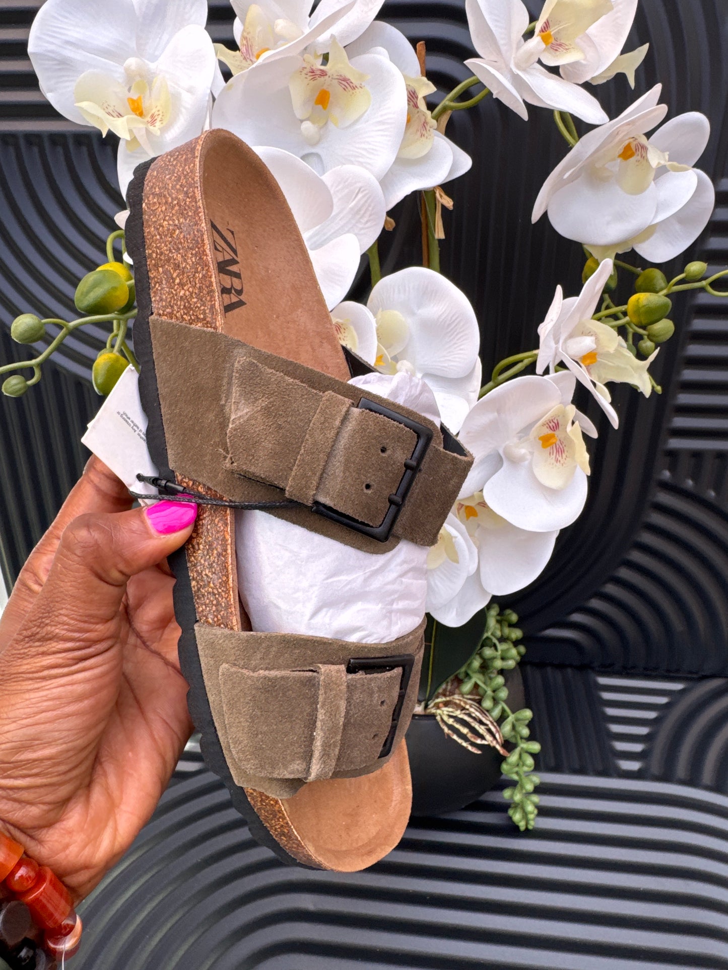Double strap leather sandals