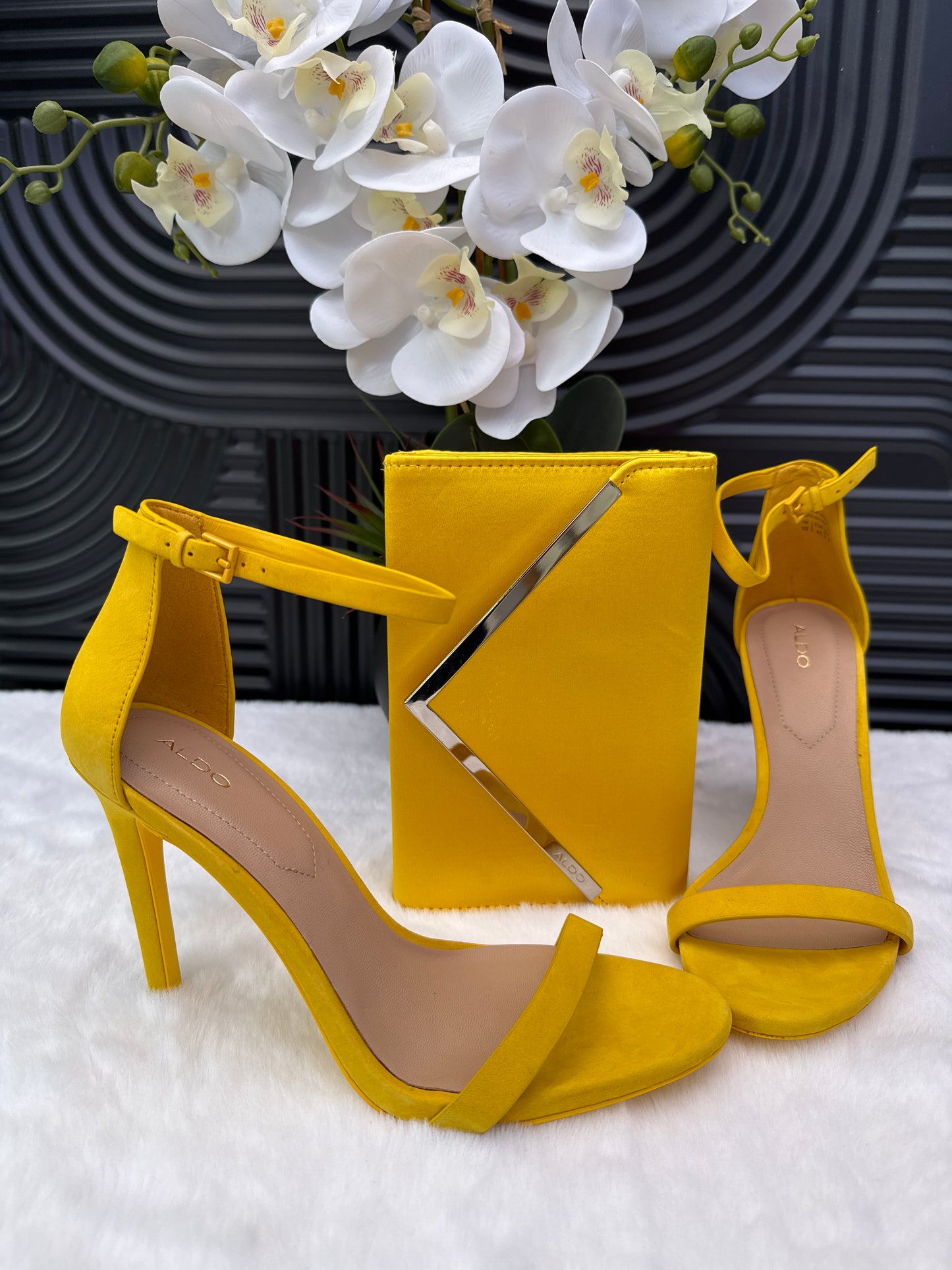 Yellow Ankle Strap Sandal with matching purse