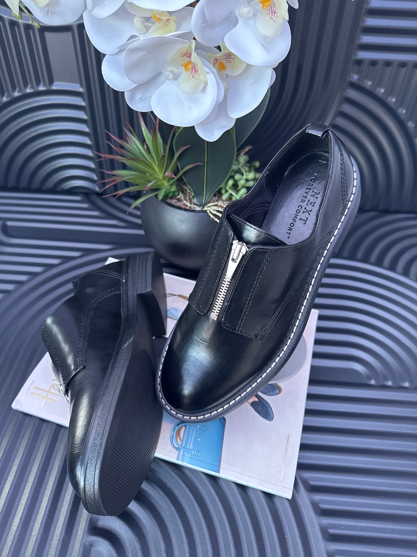 Black Zip effect brogues