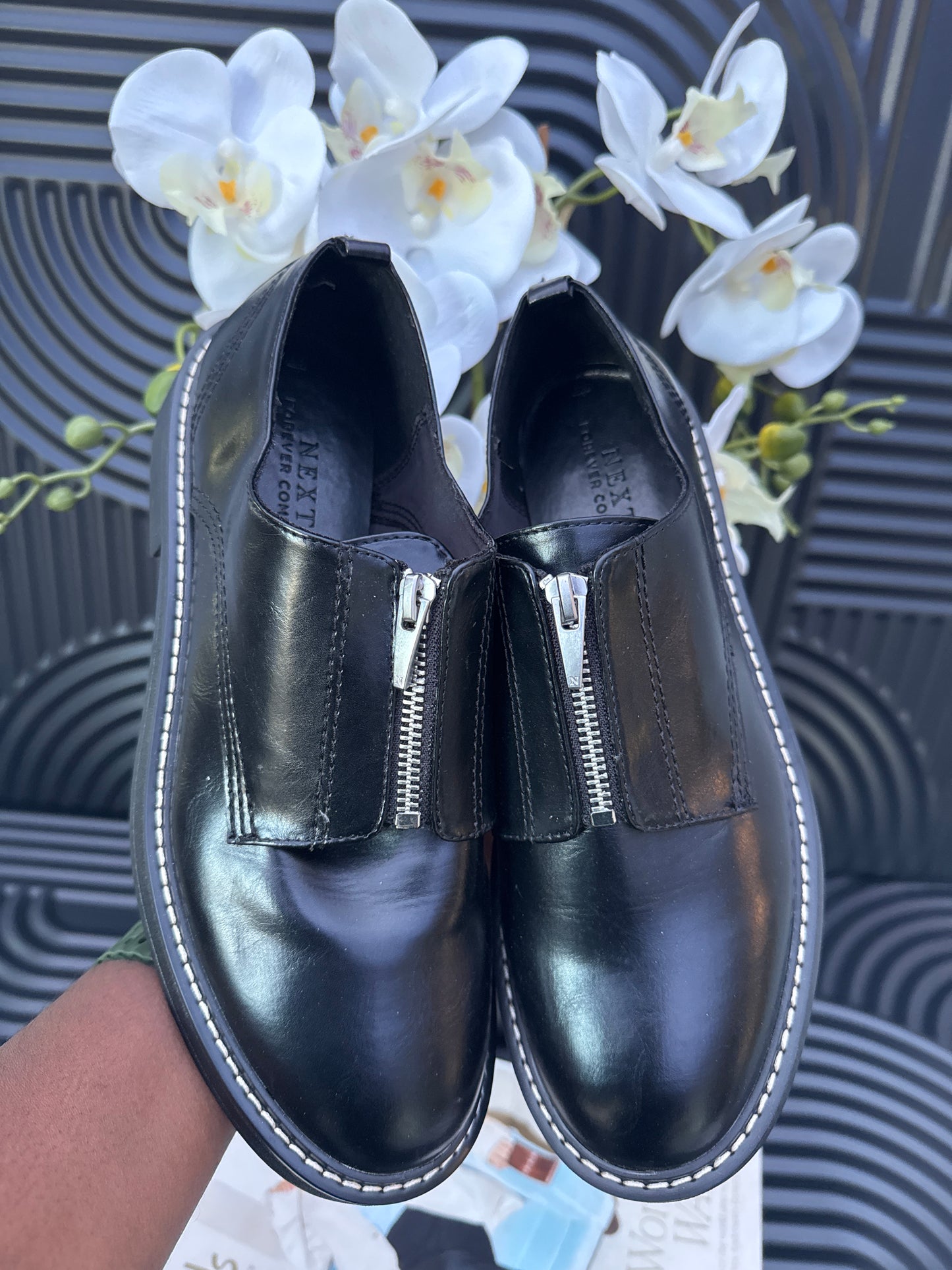Black Zip effect brogues