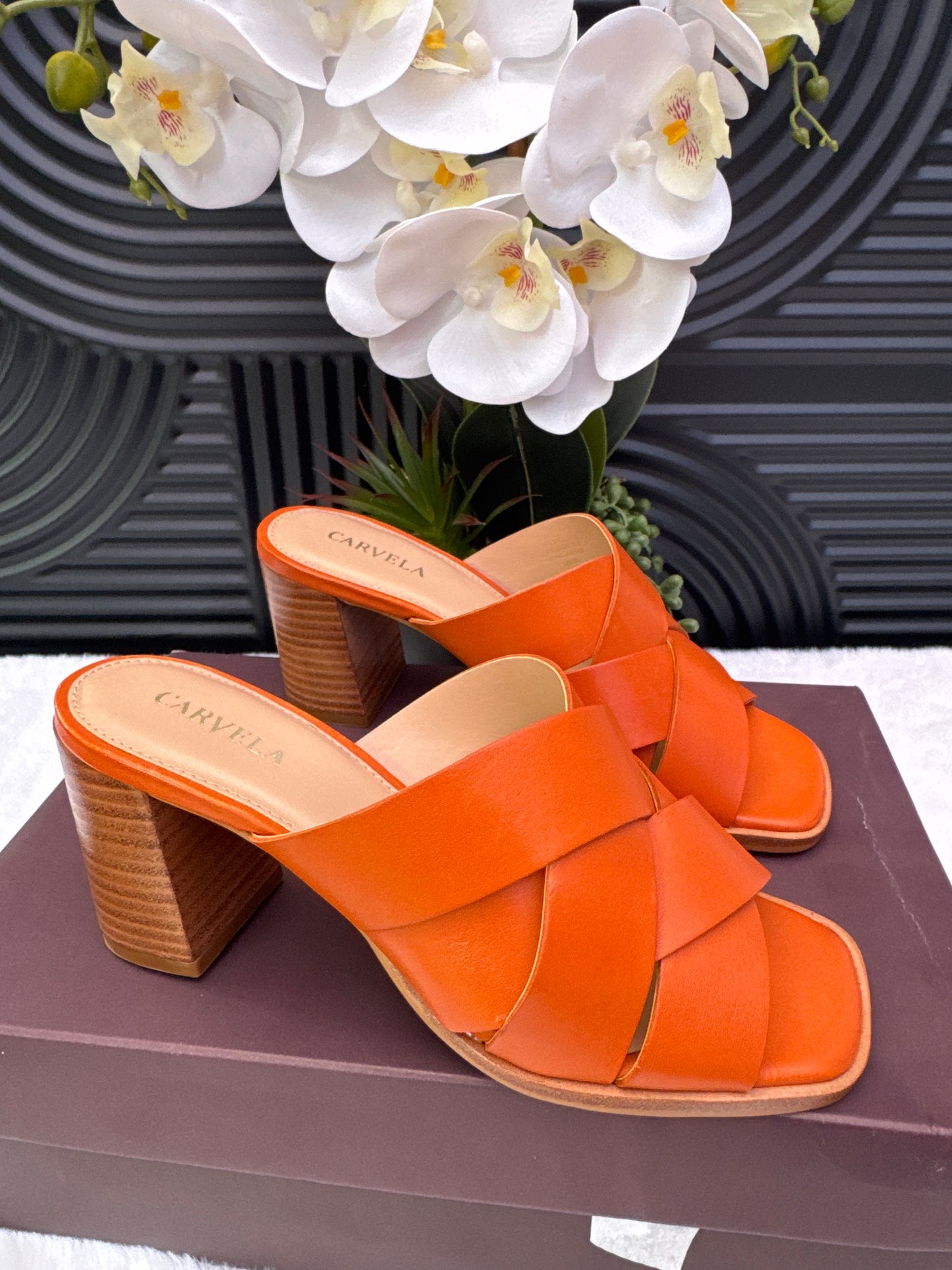 Carvela Orange Block heel sandal