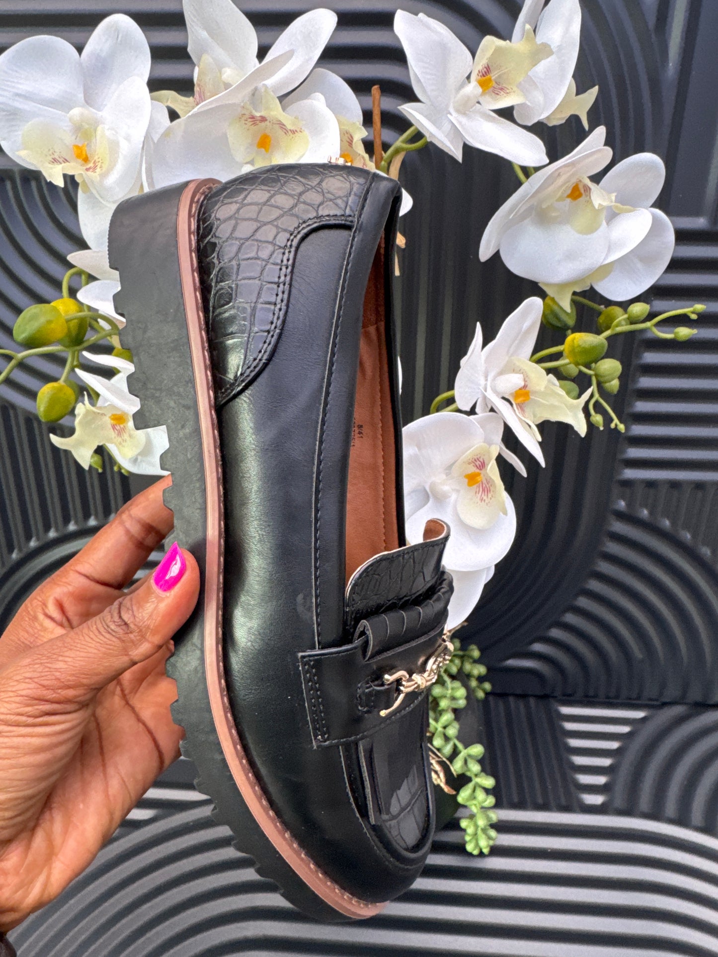 Black Tassel Ladies Loafers