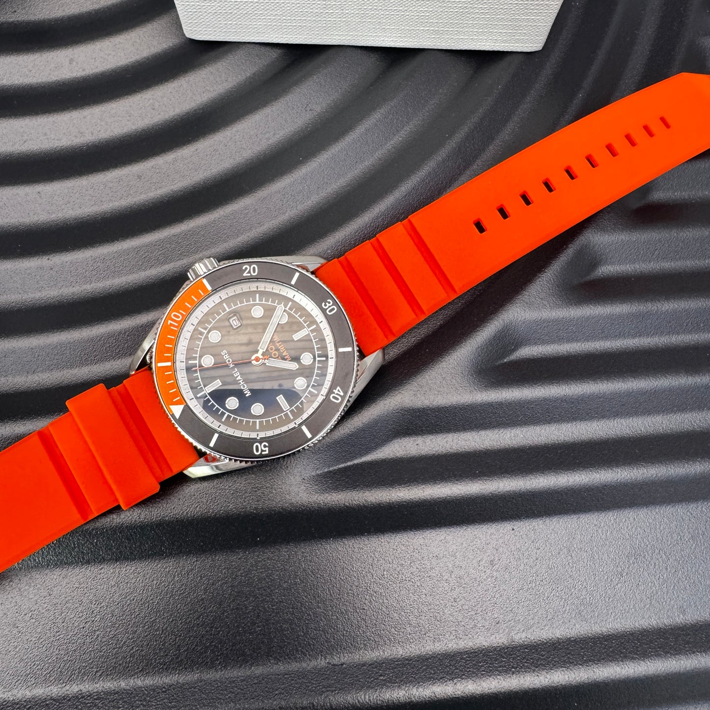 Michael Kors Oversized Silicone Strap Watch in Orange