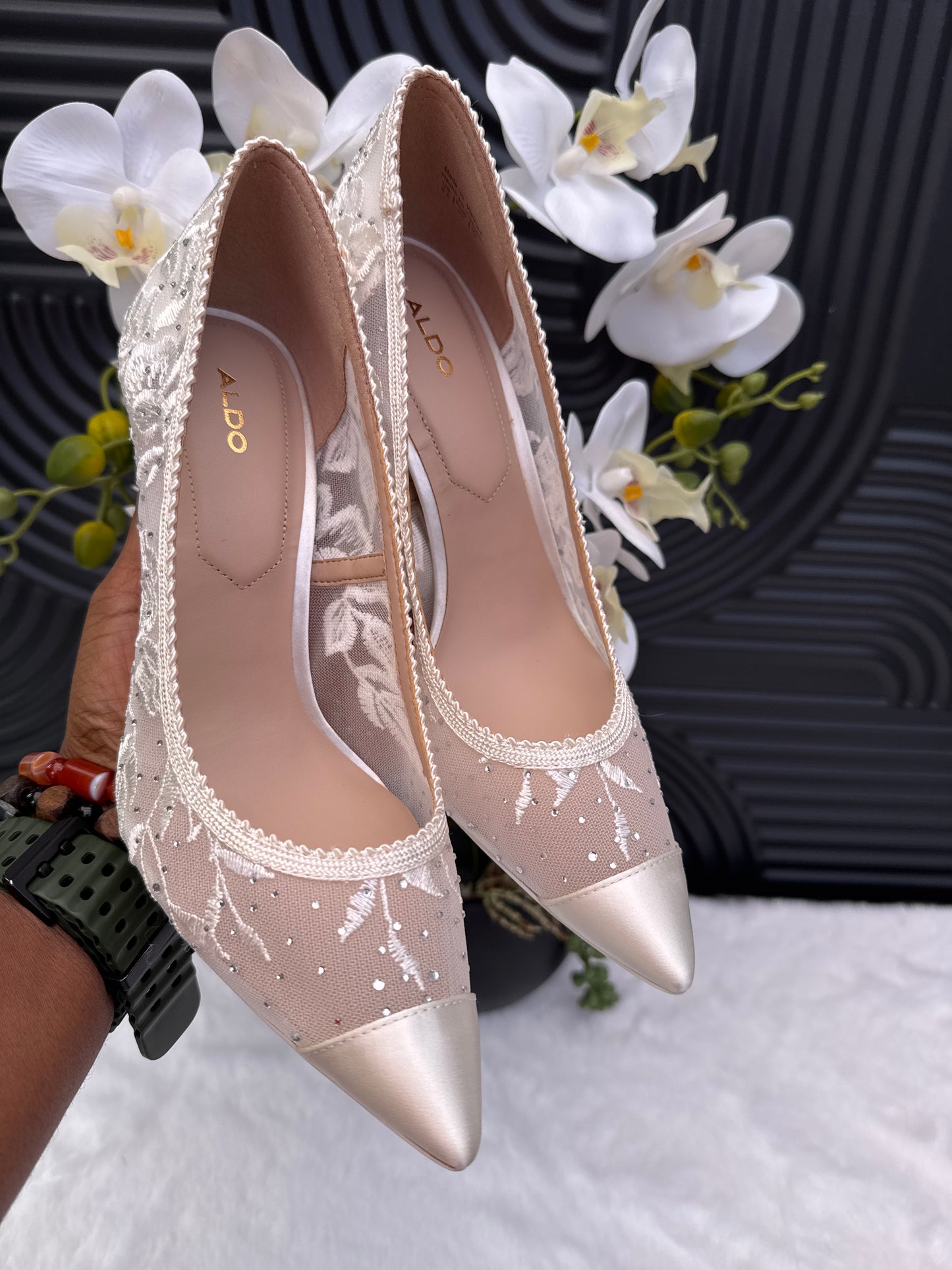 ALDO lace detail heels