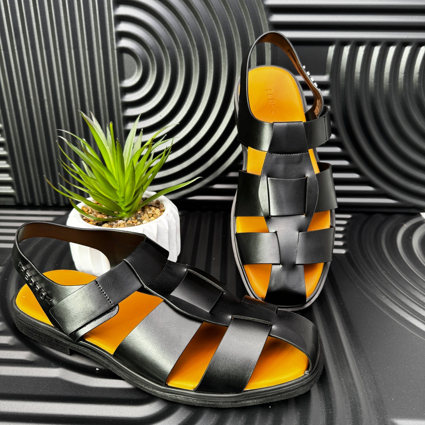Roman Backstrap Sandals in Black