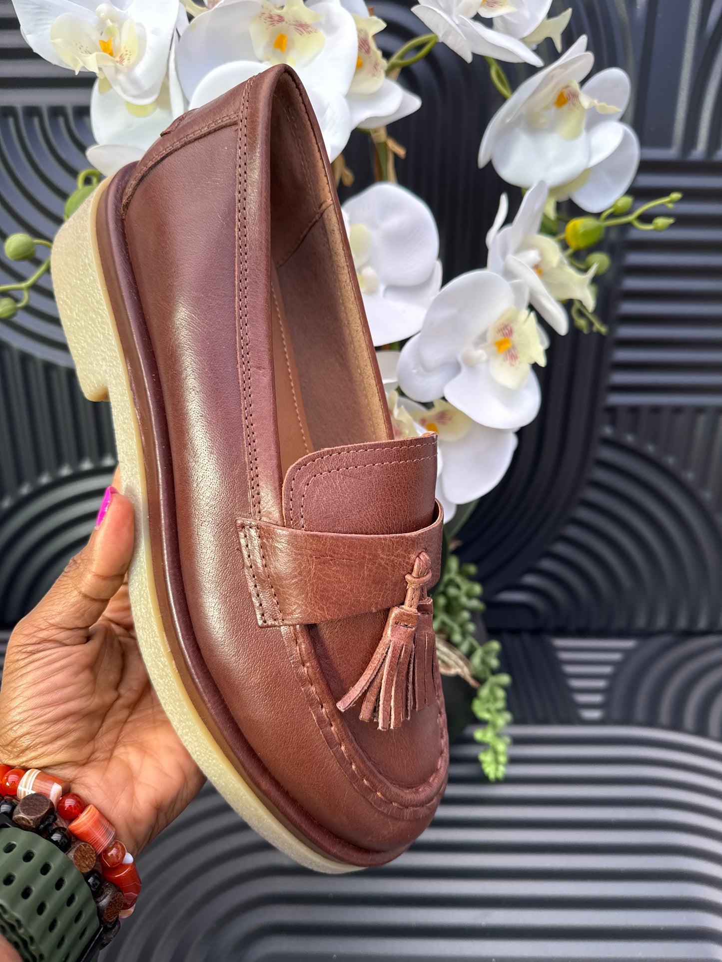 Ladies Tassel rubber sole loafers