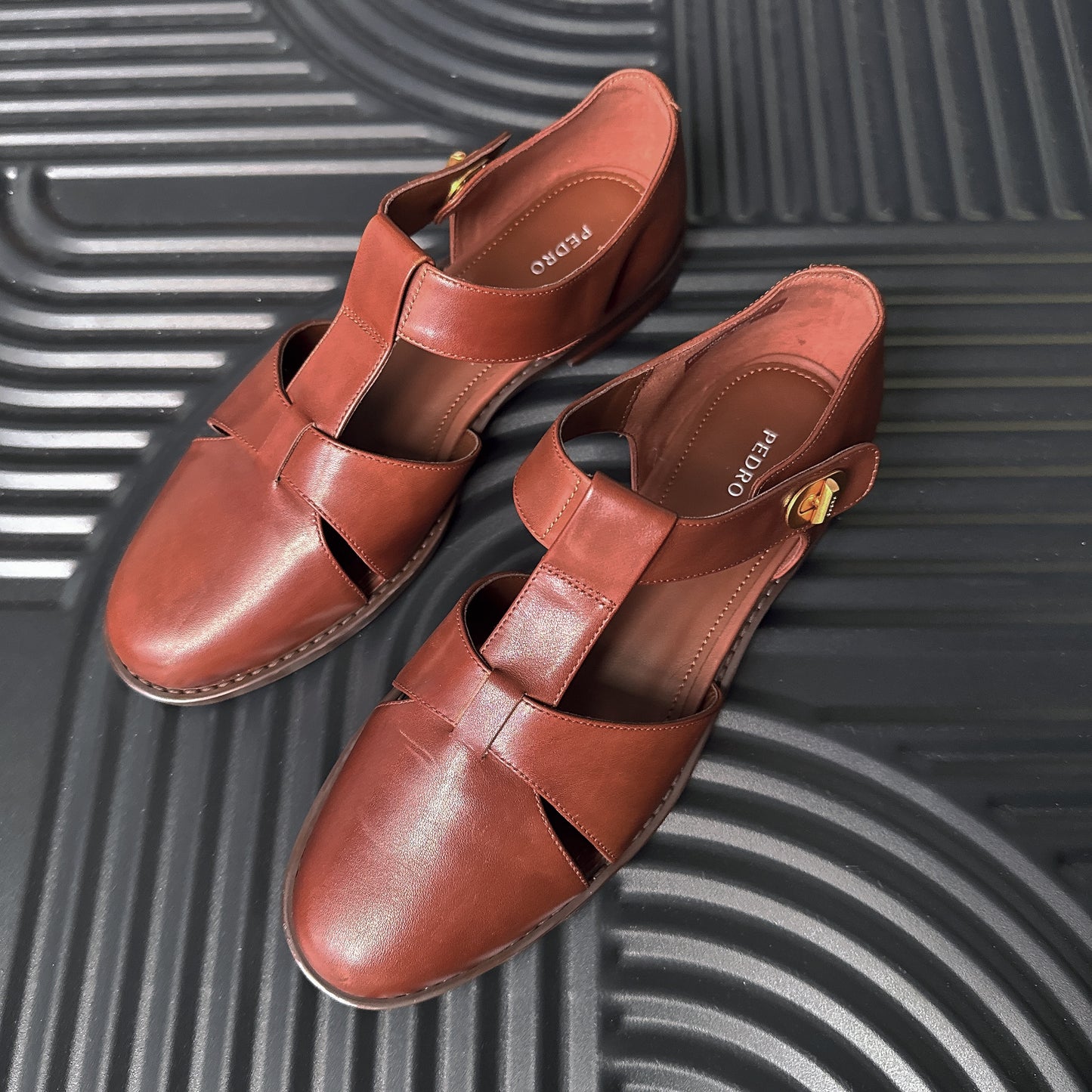 Leather Covered Sandals Brown