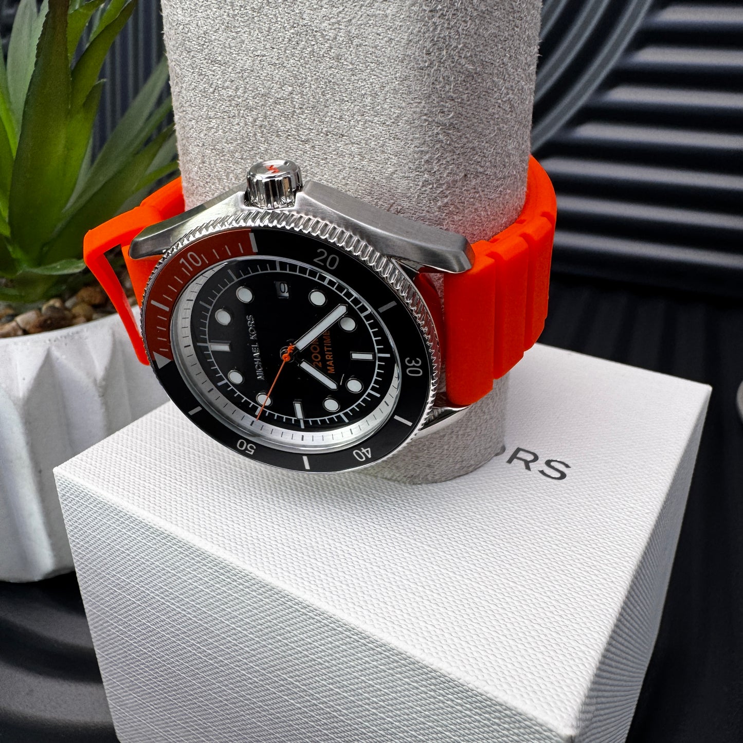 Michael Kors Oversized Silicone Strap Watch in Orange