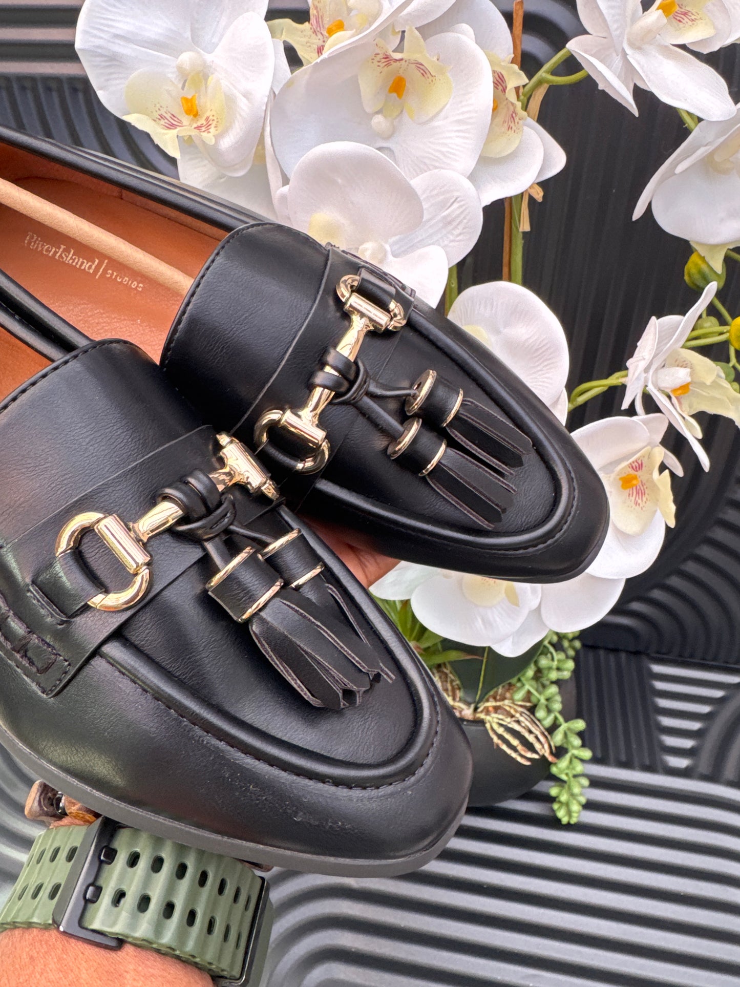 Black Leather Tassel Loafers