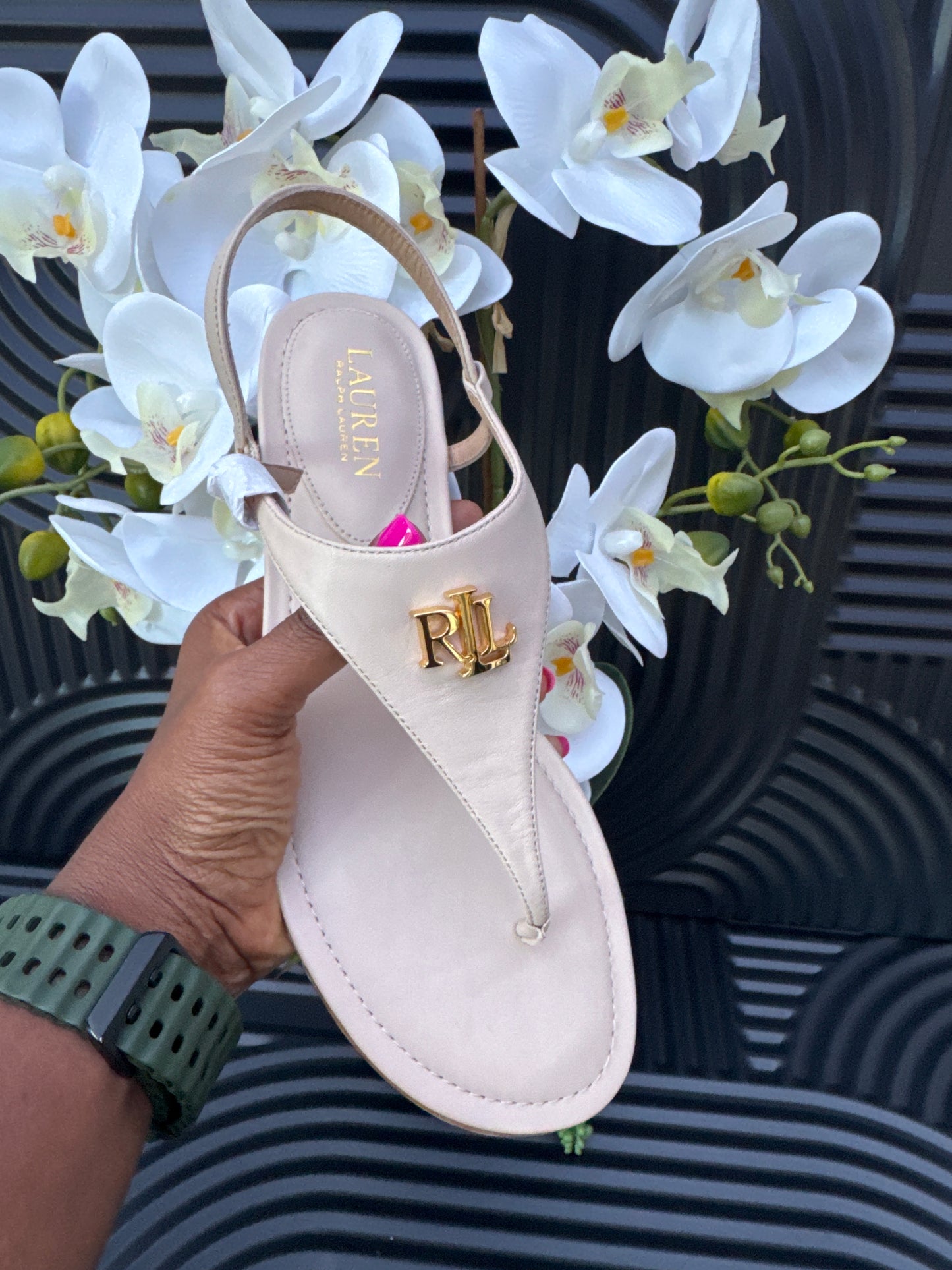 Ralph Lauren Nude T-Bar Sandals