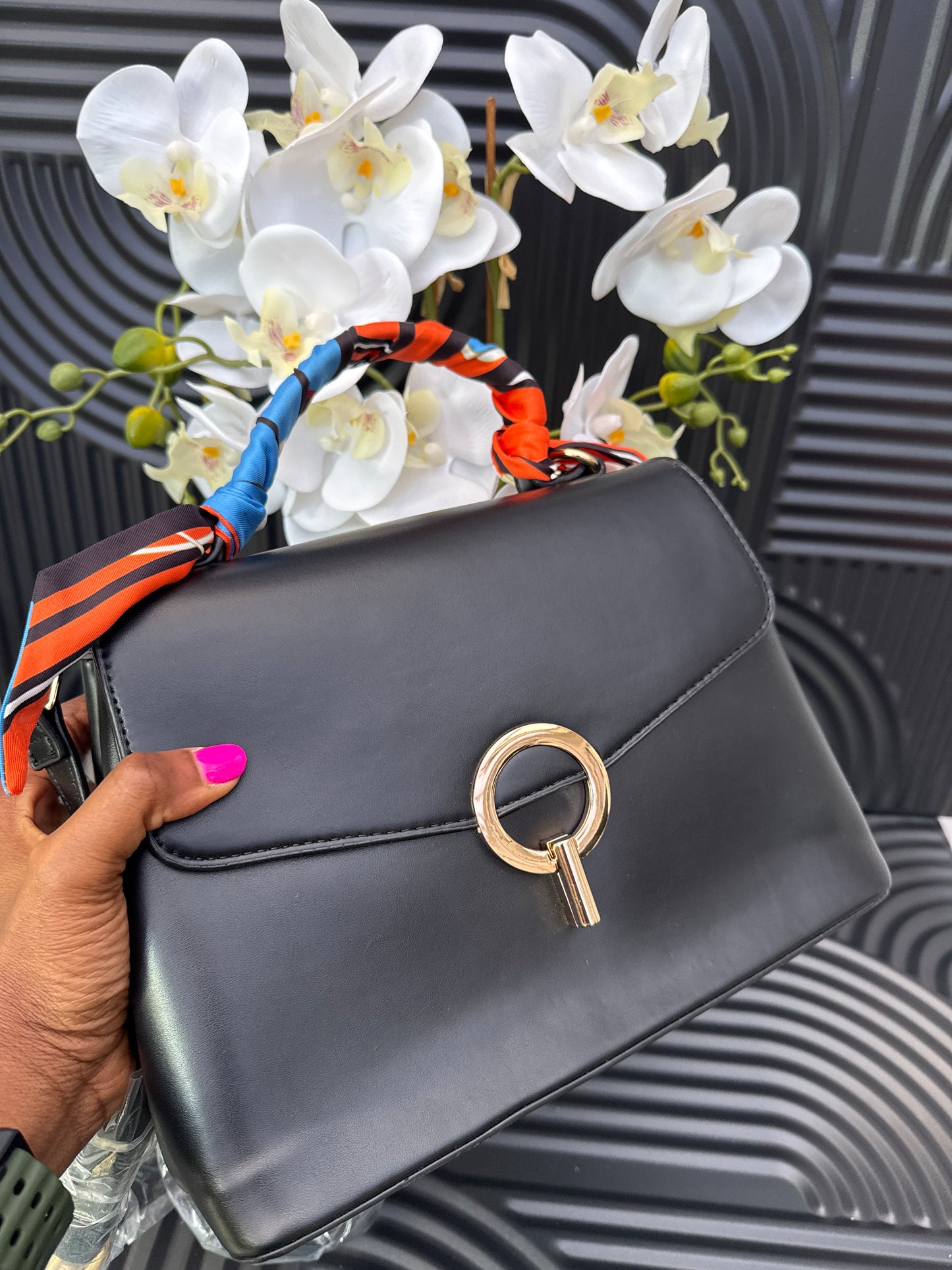 Silk Ribbon Flap Over Cross Body Bag