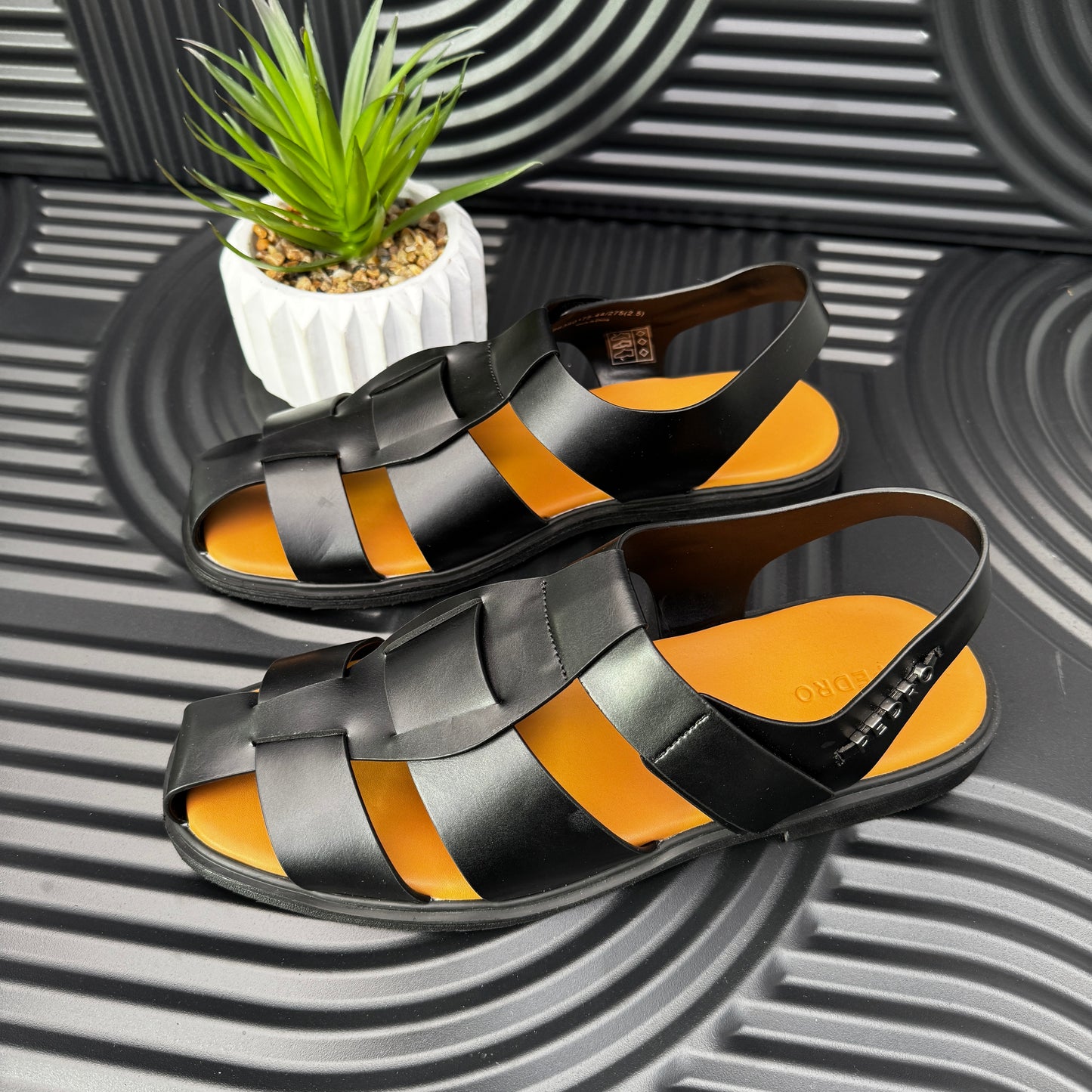 Roman Backstrap Sandals in Black