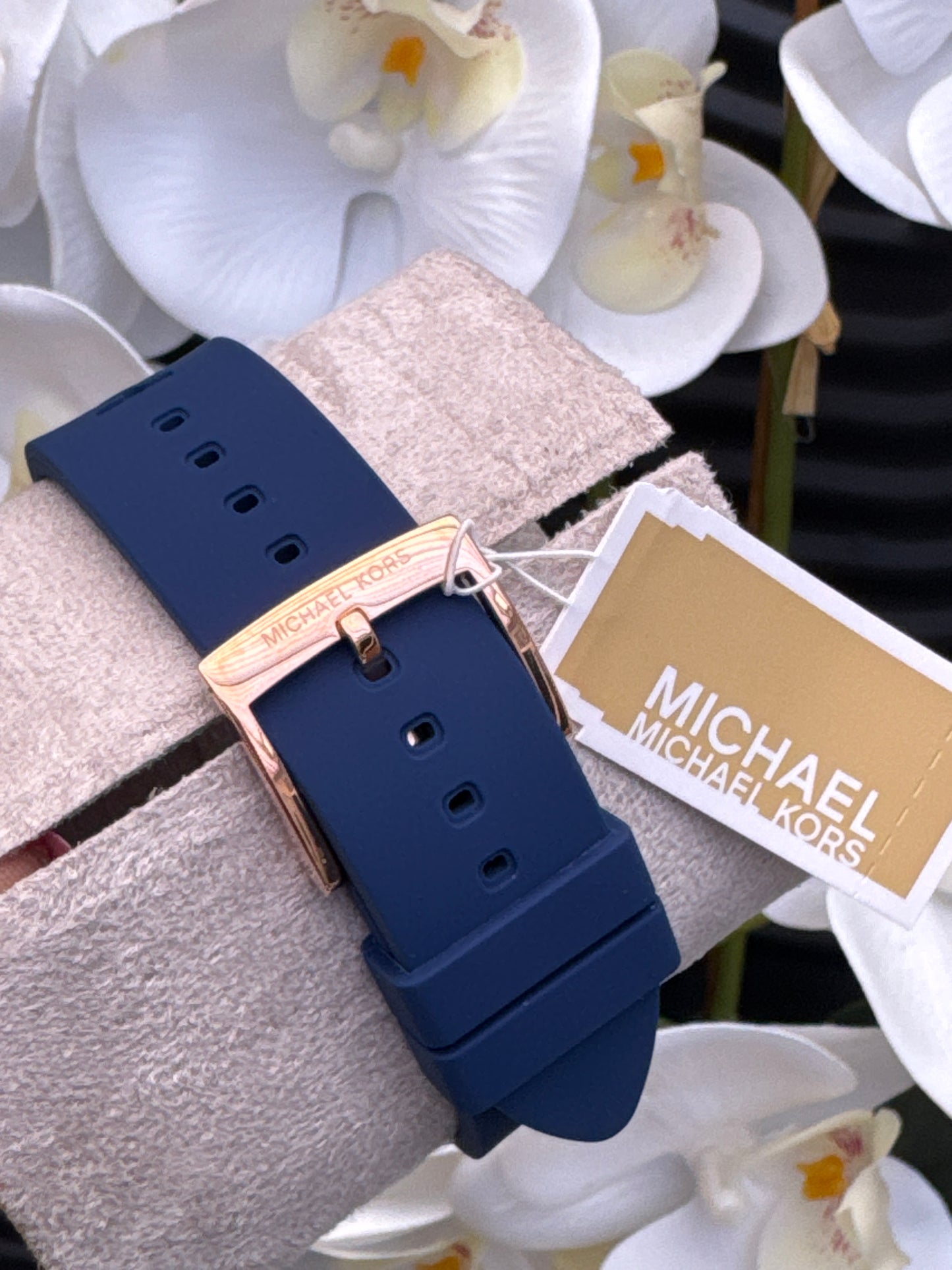 Michael Kors Rose Gold and Blue Strap Watch