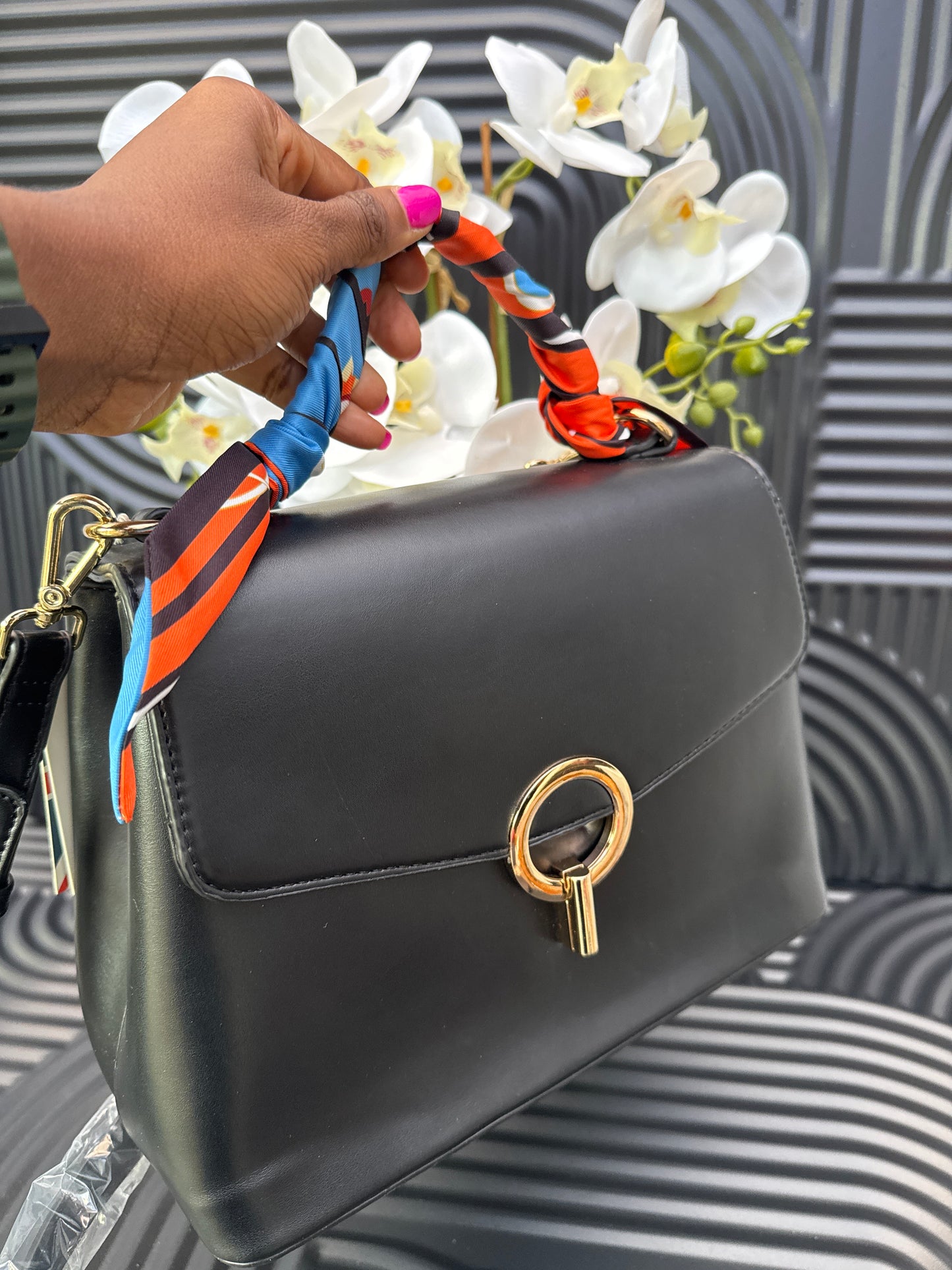 Silk Ribbon Flap Over Cross Body Bag