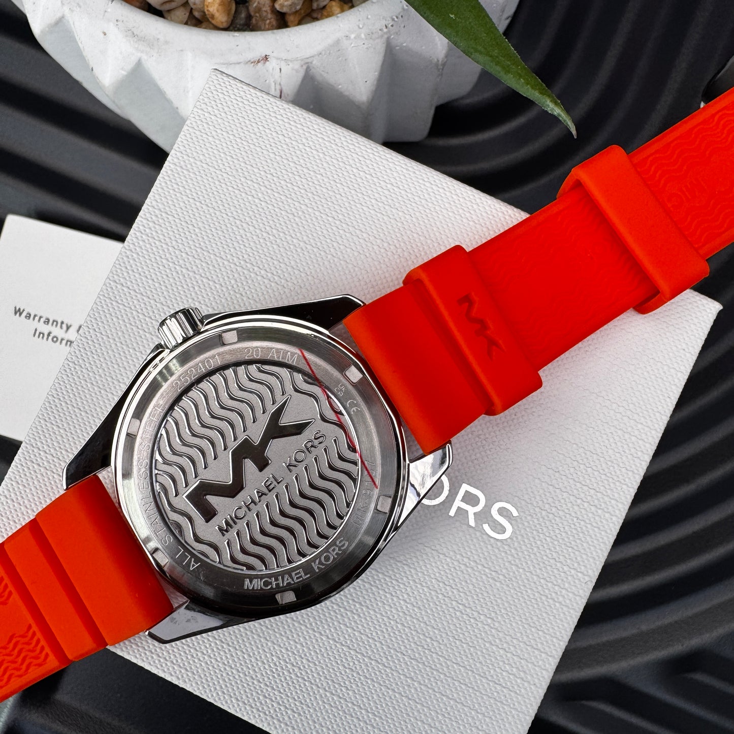 Michael Kors Oversized Silicone Strap Watch in Orange