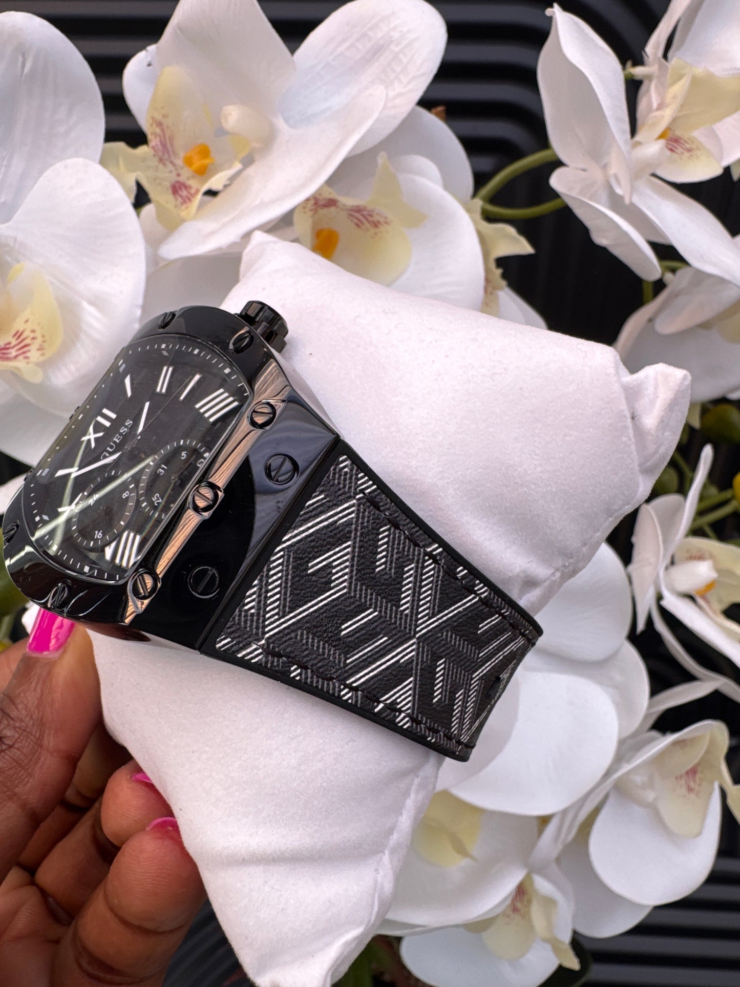 GUESS Patterned Strap Watch