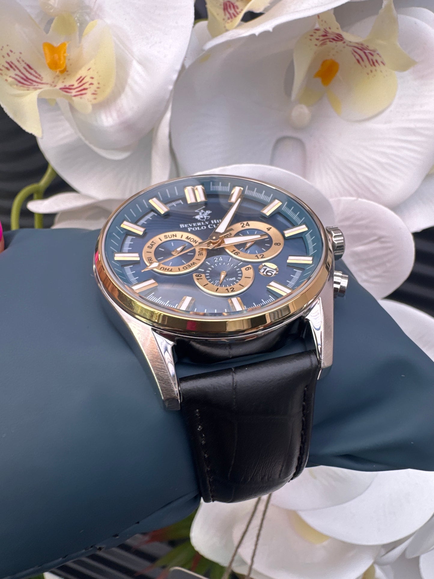 Beverly Hills Polo Club Leather Strap Watch
