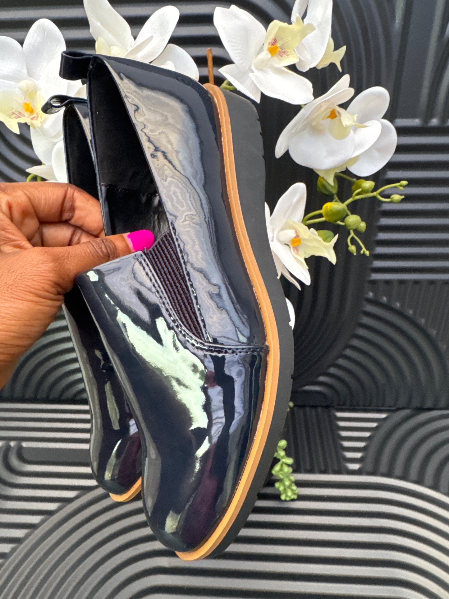 Navy Patent Slip-On Loafers