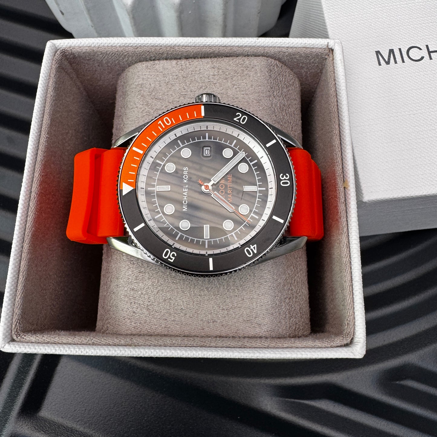 Michael Kors Oversized Silicone Strap Watch in Orange
