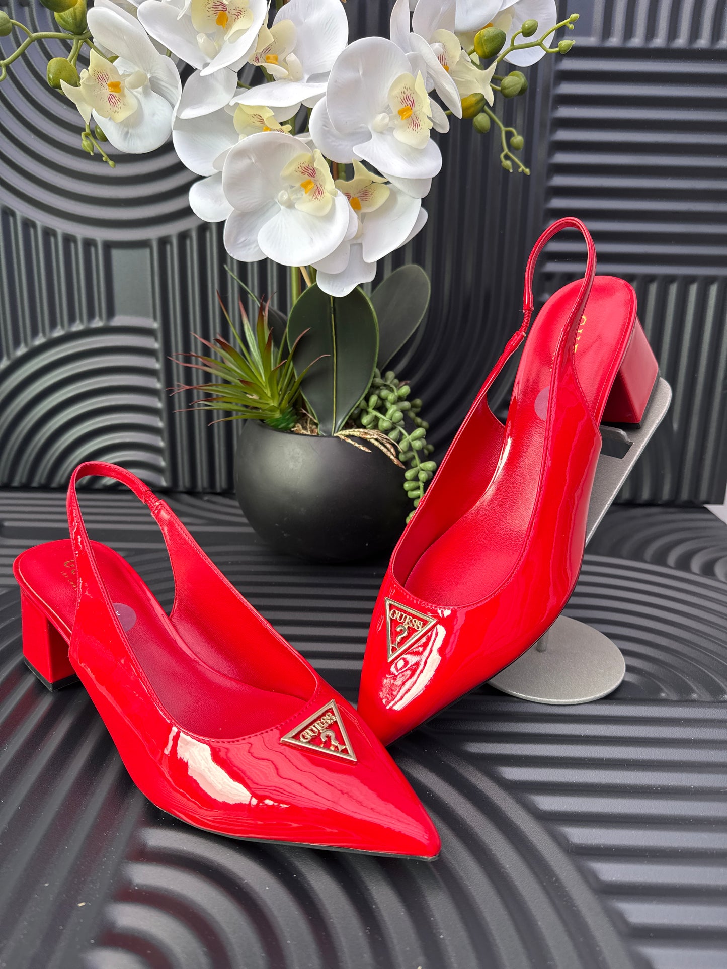 GUESS Red Block Heel Sandal