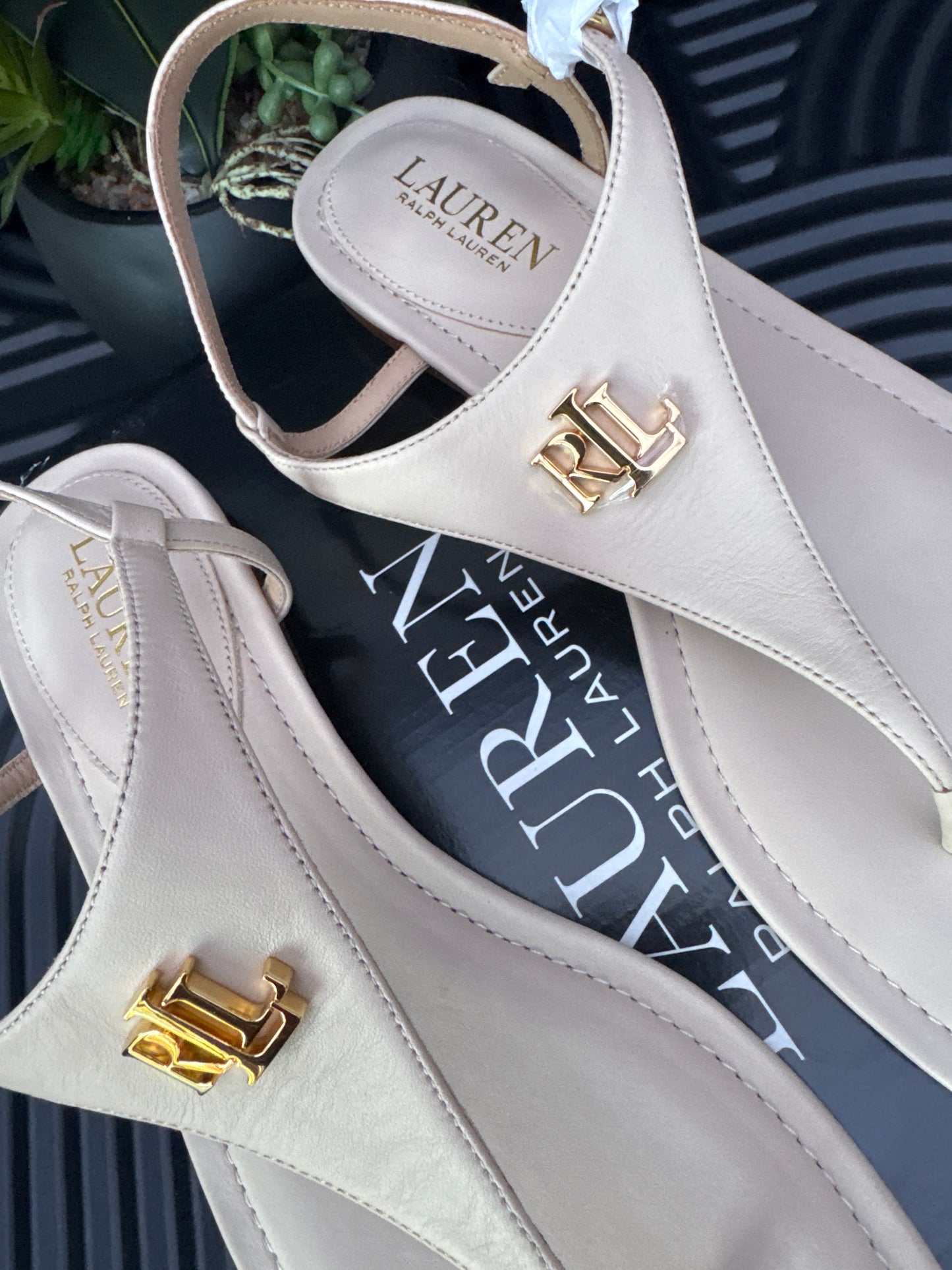 Ralph Lauren Nude T-Bar Sandals