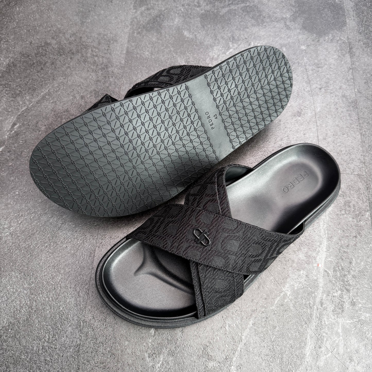 Unisex Monogram Cross Strap Sandals