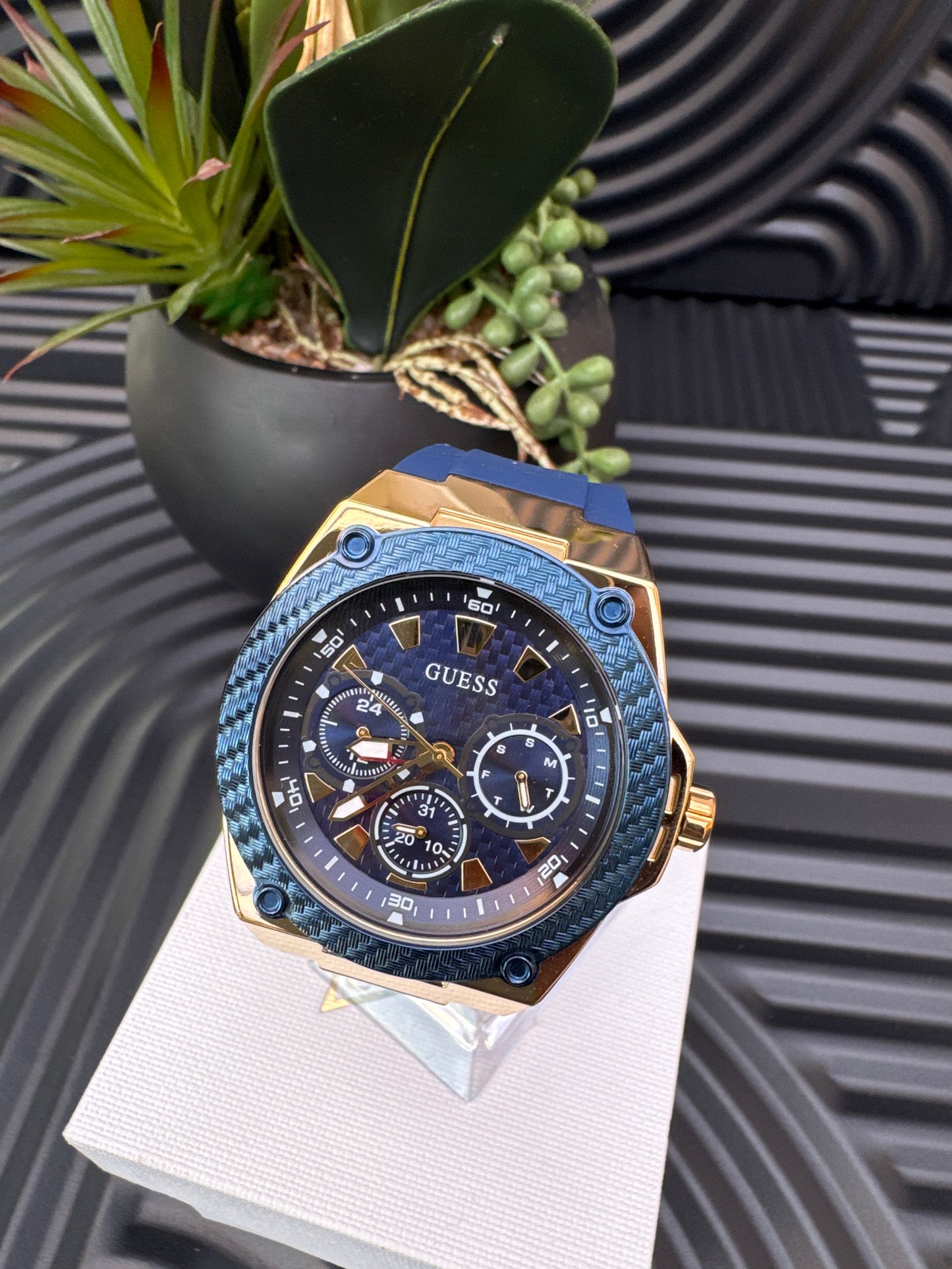 Guess Stainless Steel Watch with Silicone Strap