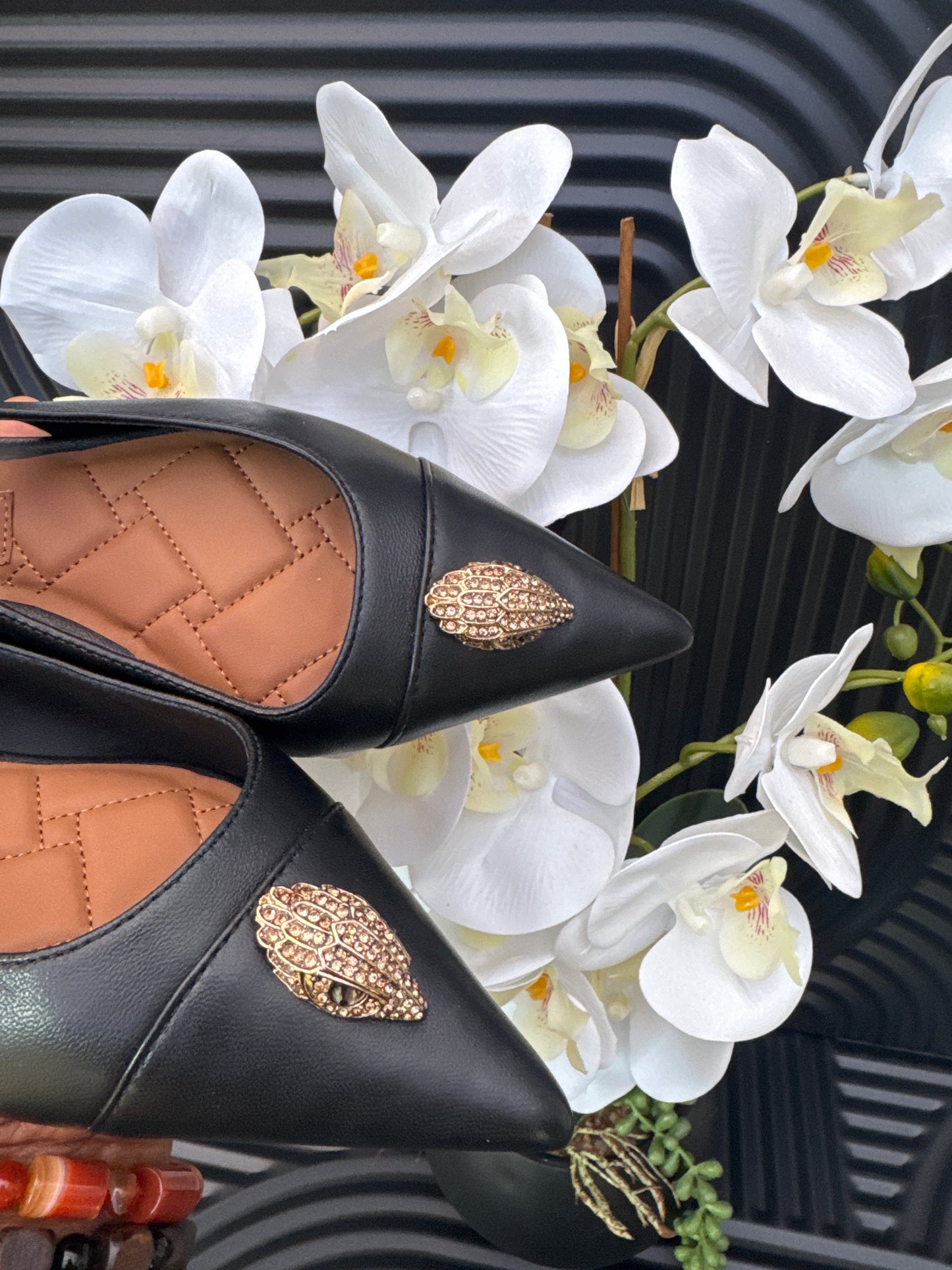 KG Black Leather Slingback Flats