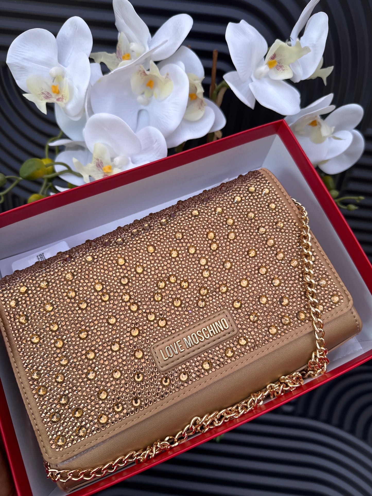 Gold Embellished Shoulder Bag in a box