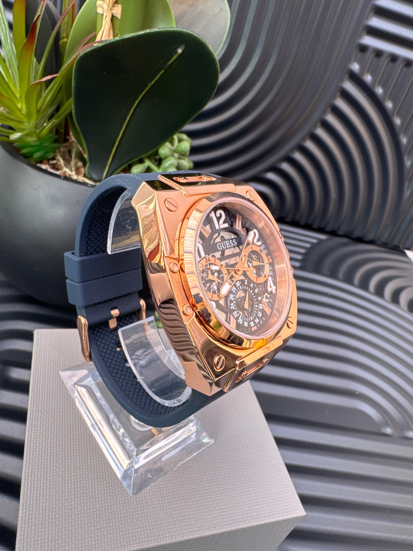 Guess Navy & Rose Gold Tone Chronograph Watch