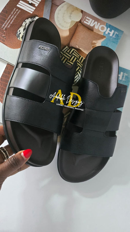 Men's Woven Slide Sandals in Black