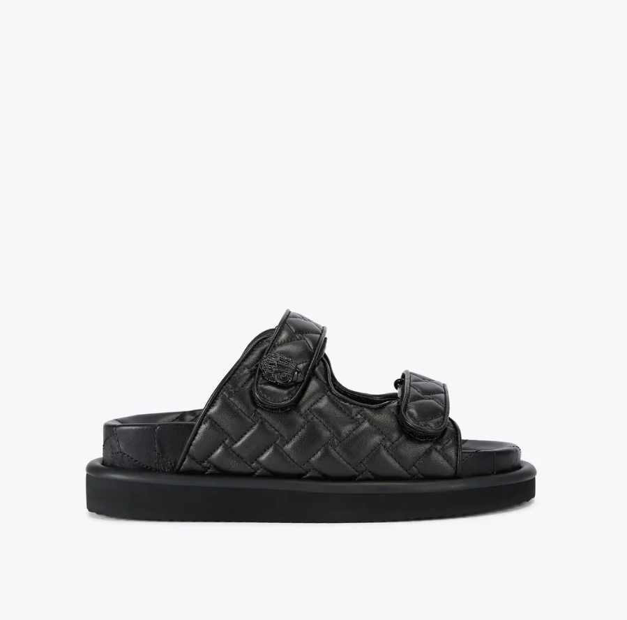 Black Leather Slide Sandal