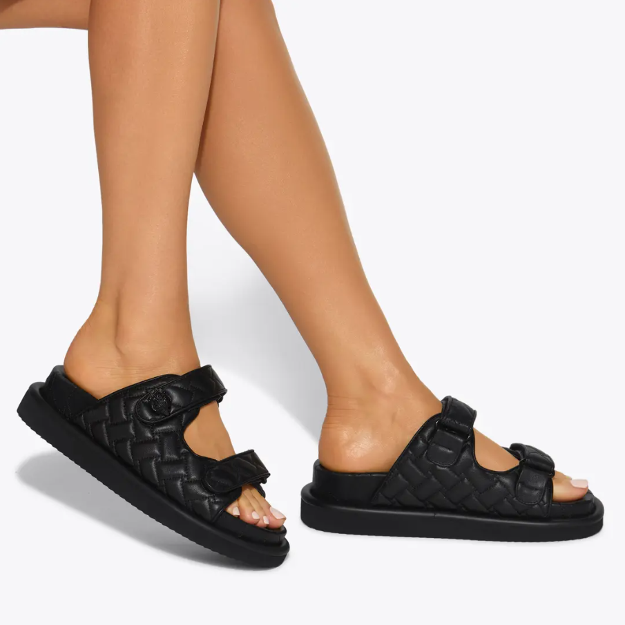 Black Leather Slide Sandal