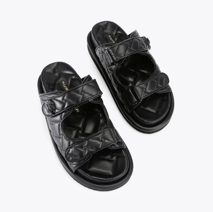 Black Leather Slide Sandal