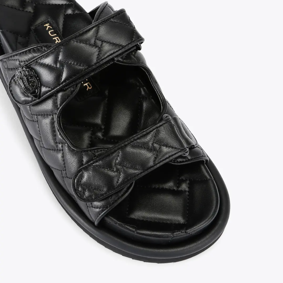 Black Leather Slide Sandal