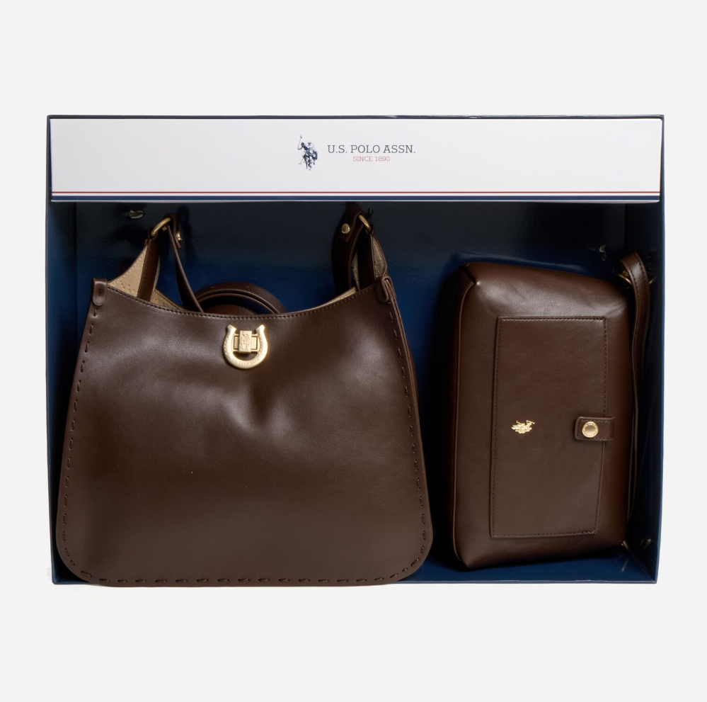 US Polo Brown Handbag Gift Set